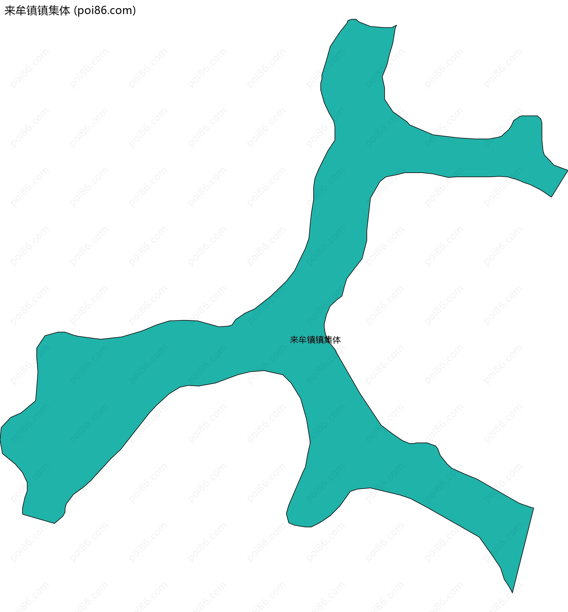 来牟镇镇集体边界地图