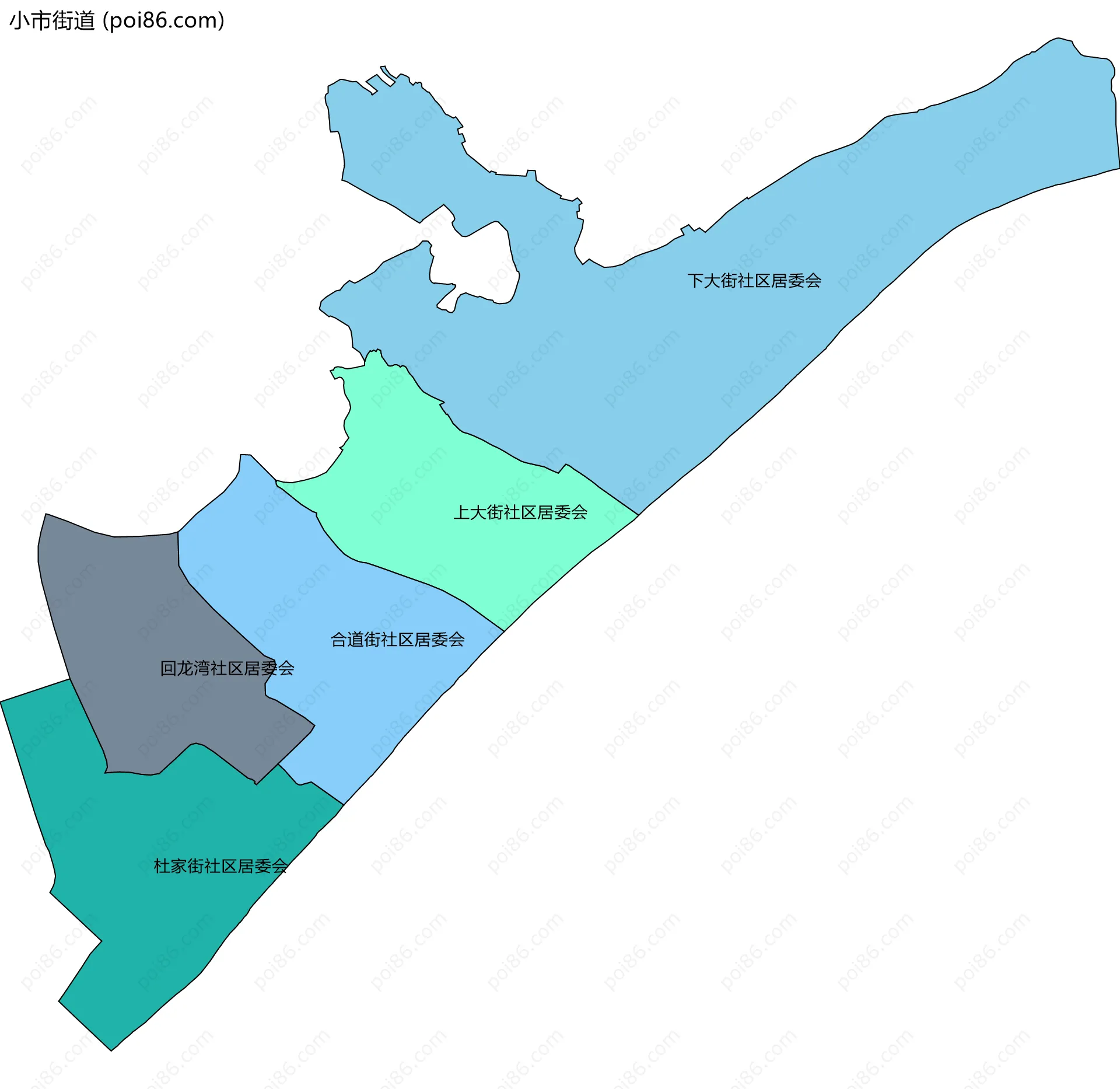 小市街道边界地图(五级行政区划)