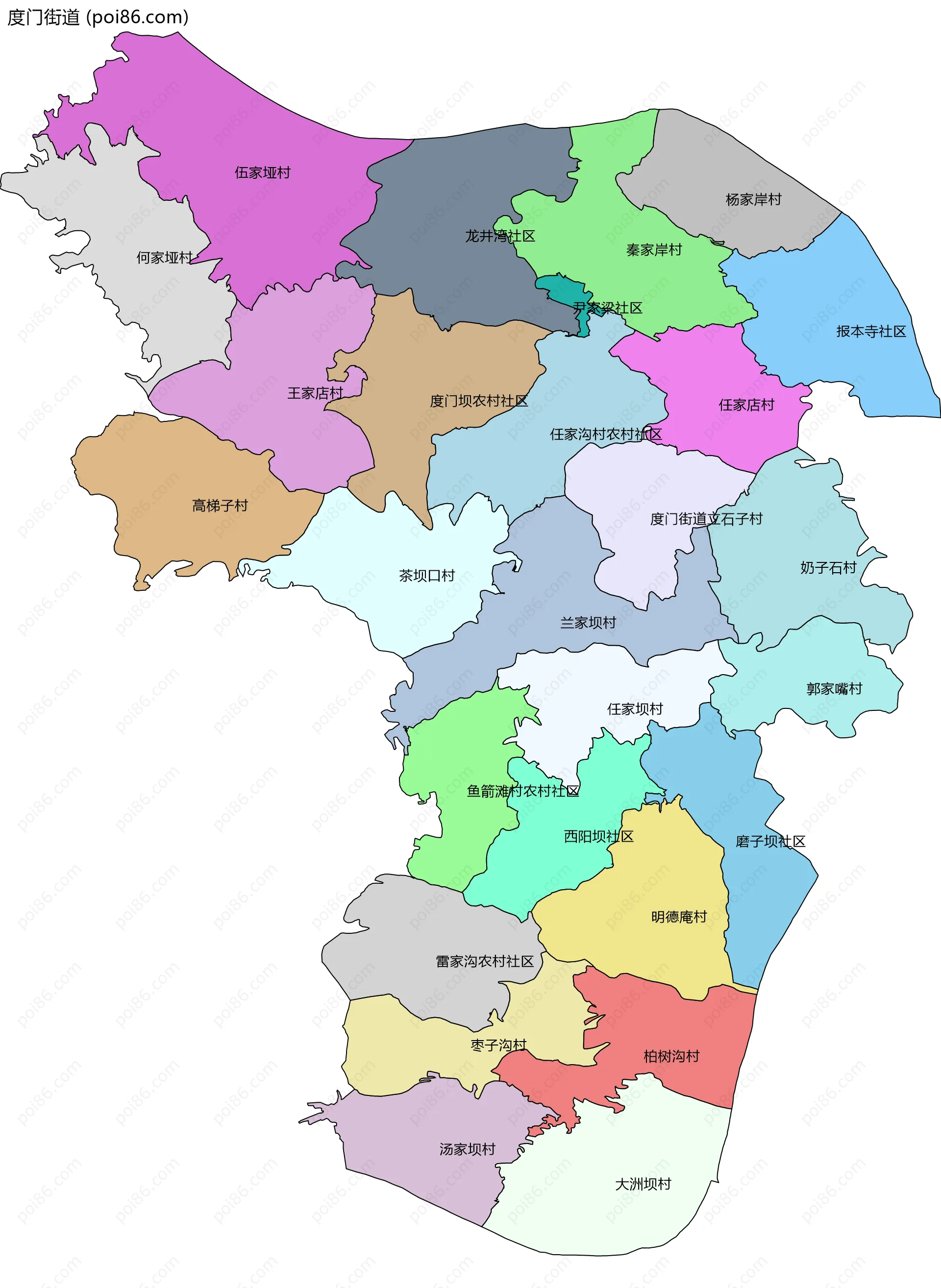 度门街道边界地图(五级行政区划)