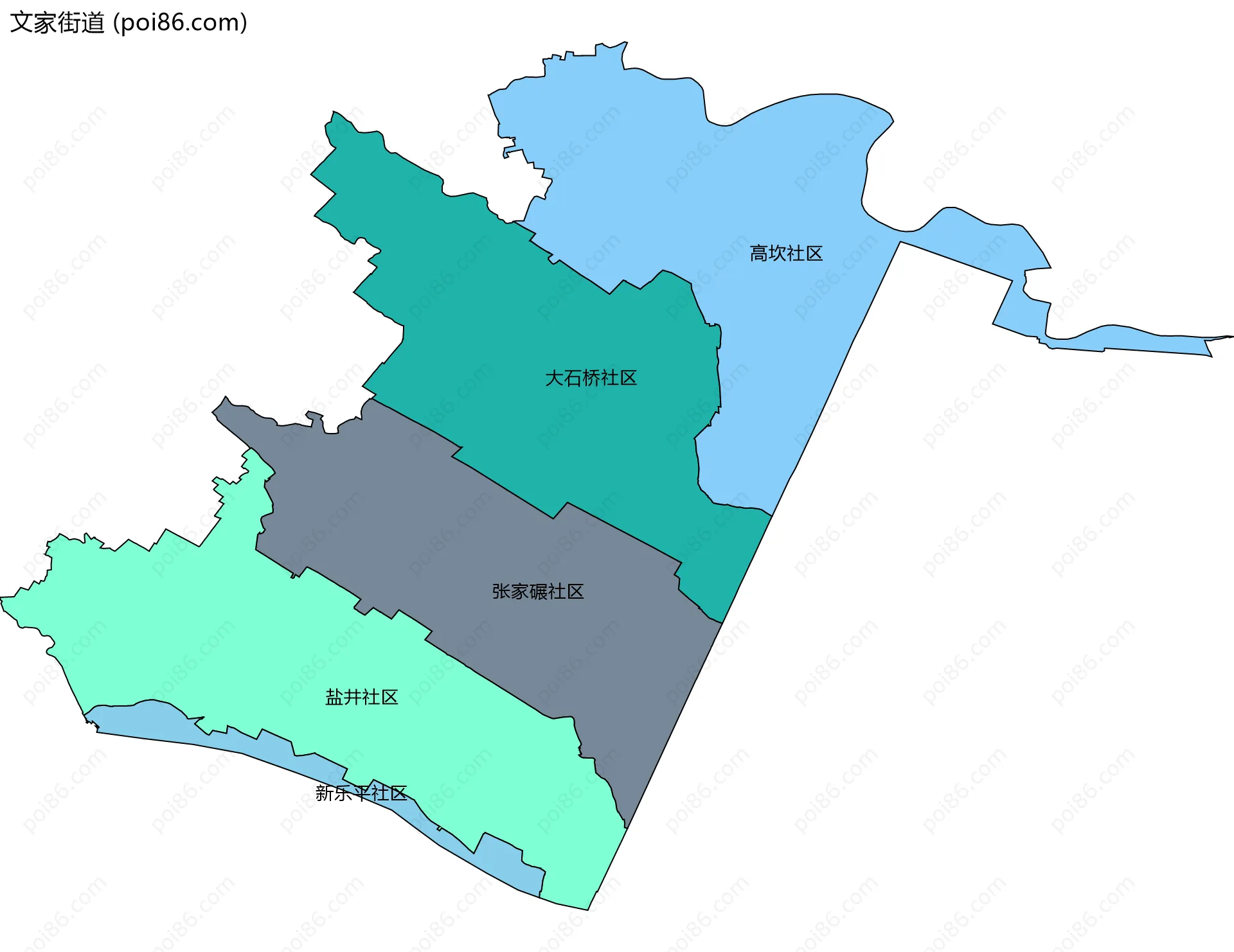 文家街道边界地图(五级行政区划)