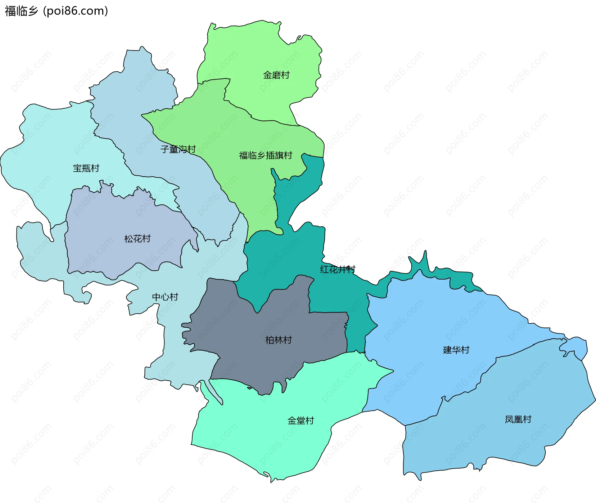 福临乡边界地图(五级行政区划)