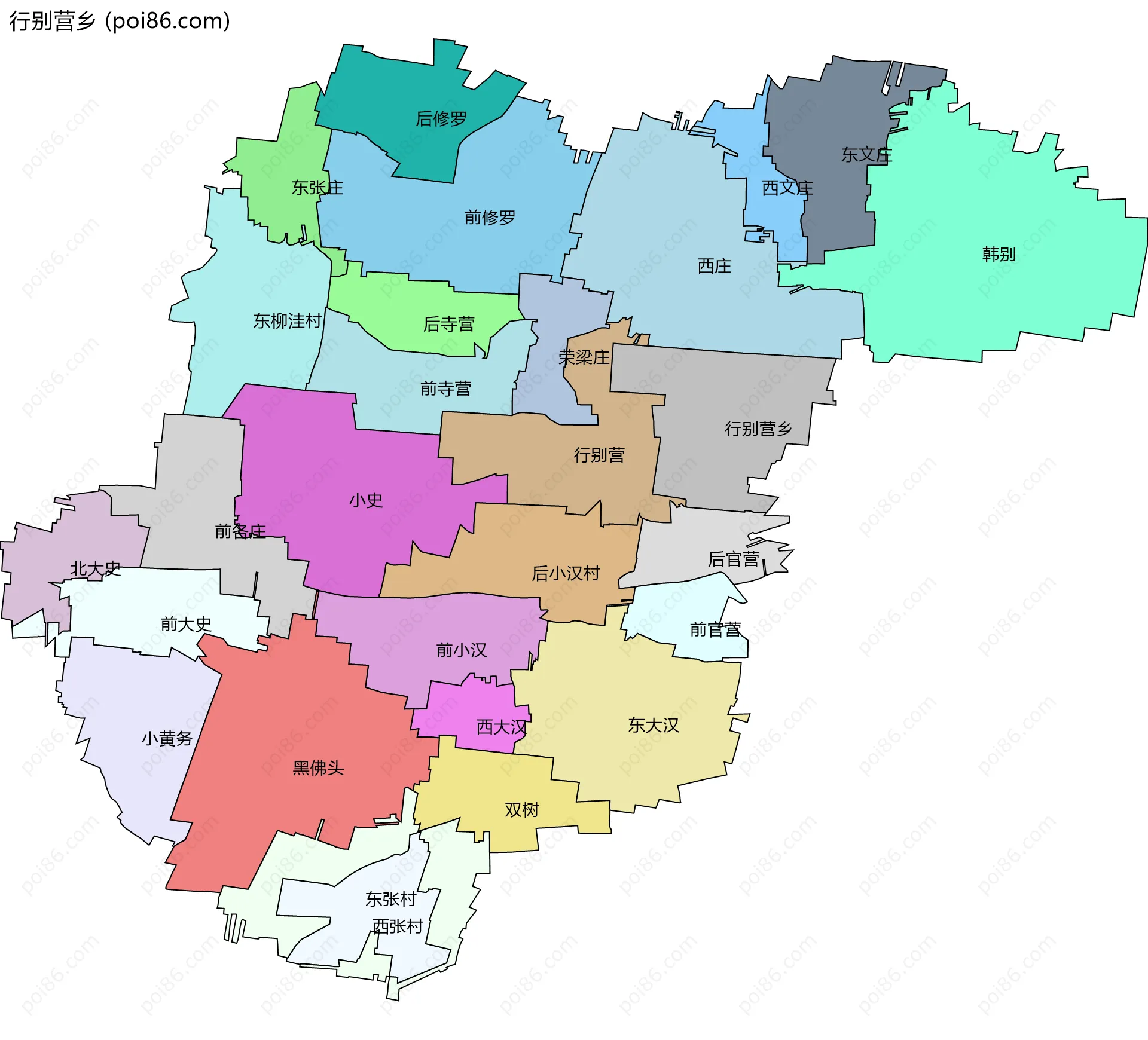 行别营乡边界地图(五级行政区划)