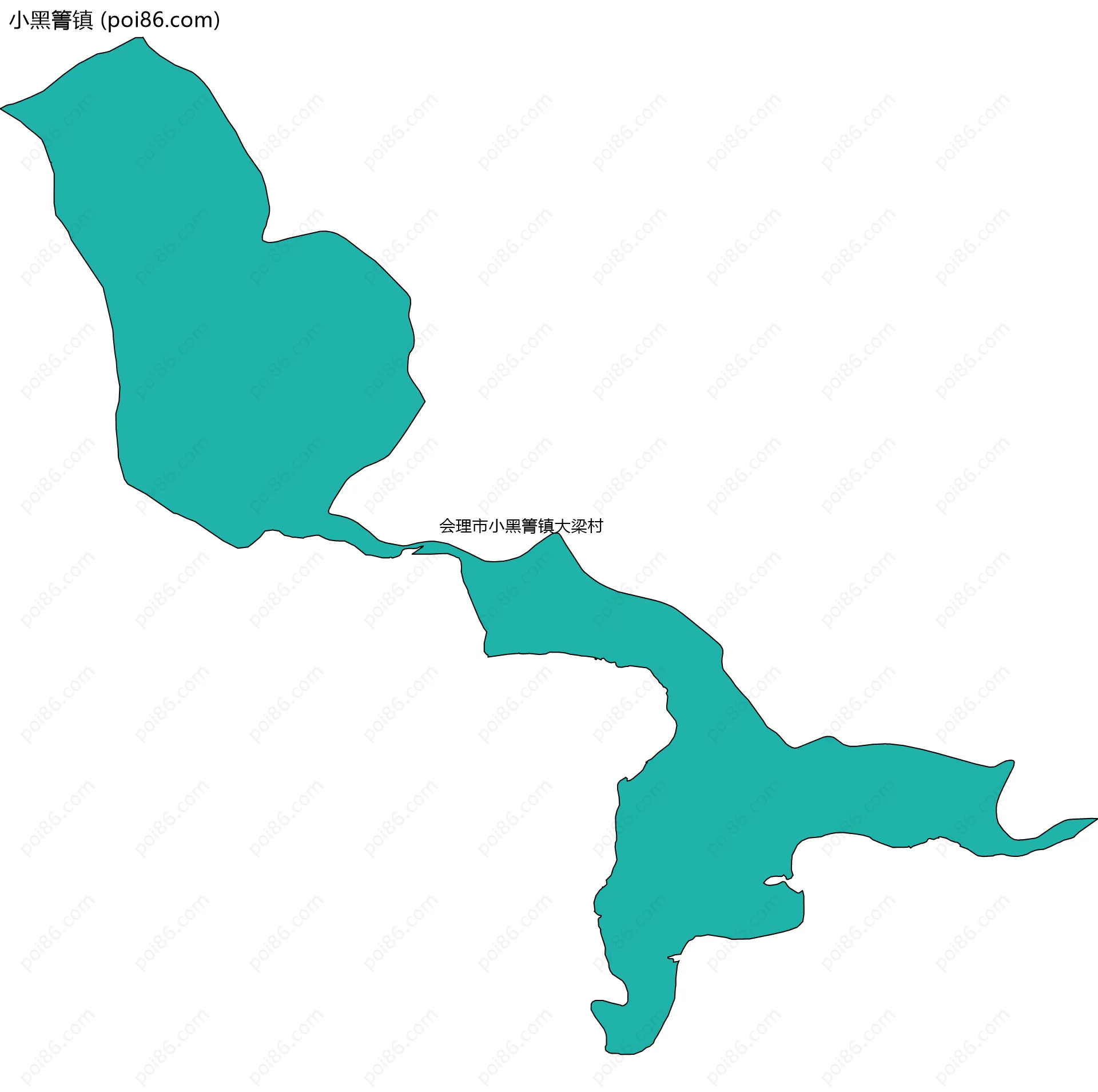 小黑箐镇边界地图(五级行政区划)