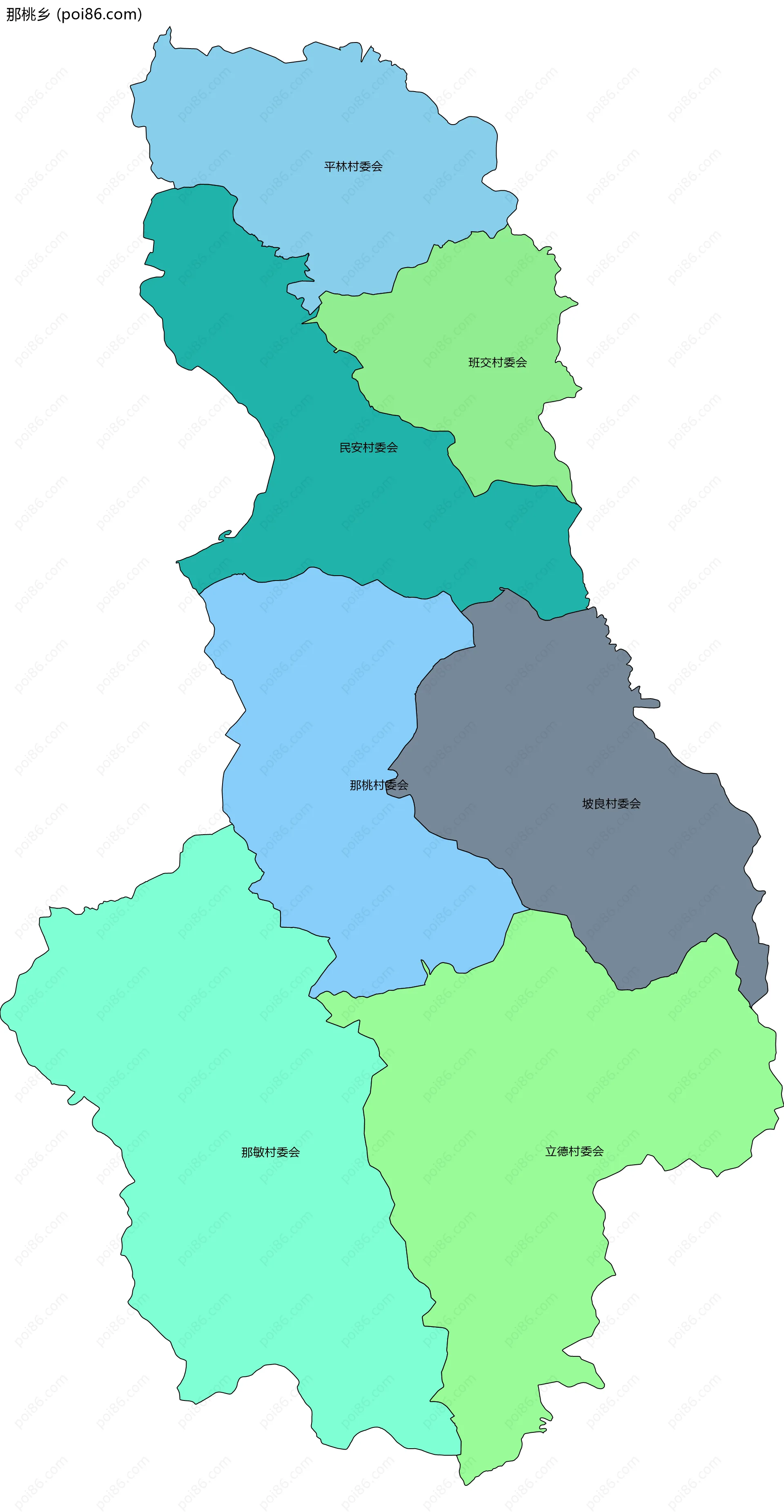 那桃乡边界地图(五级行政区划)