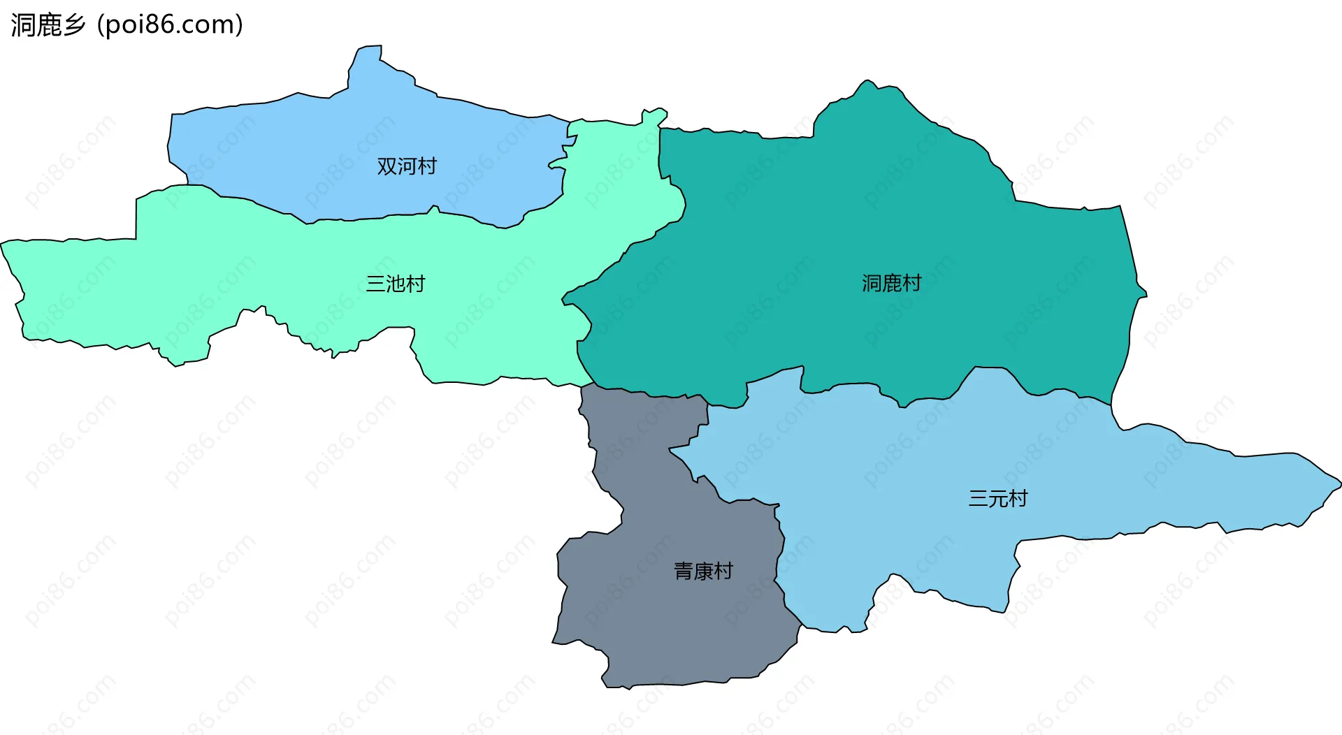 洞鹿乡边界地图(五级行政区划)