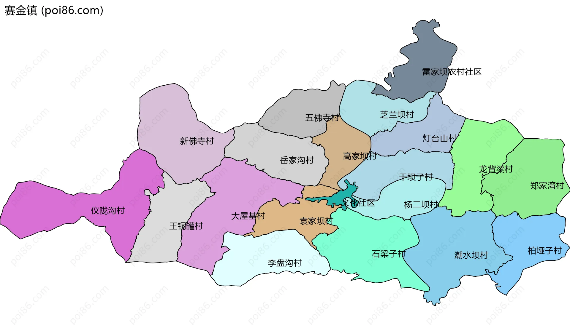 赛金镇边界地图(五级行政区划)