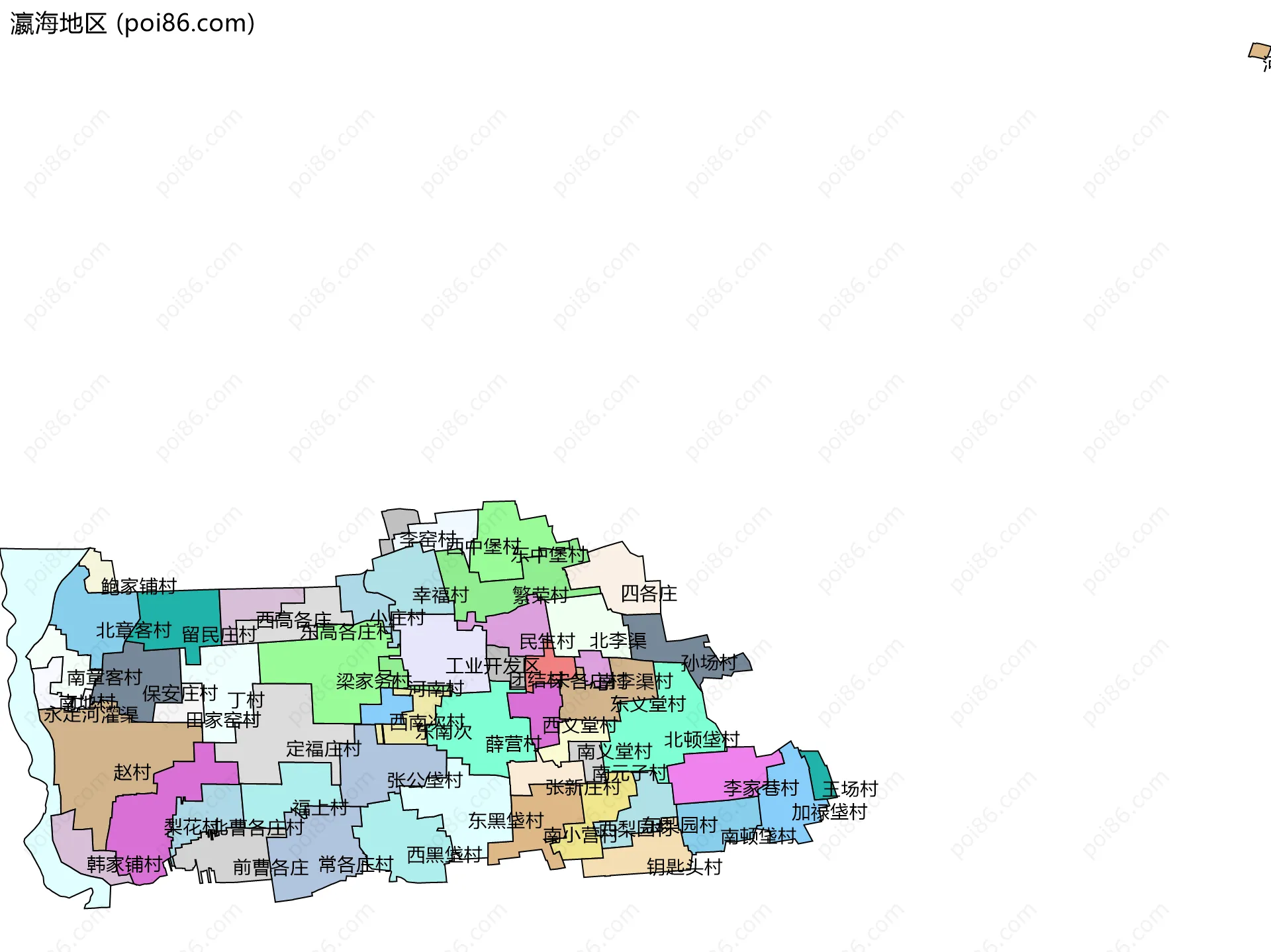 瀛海地区边界地图(五级行政区划)