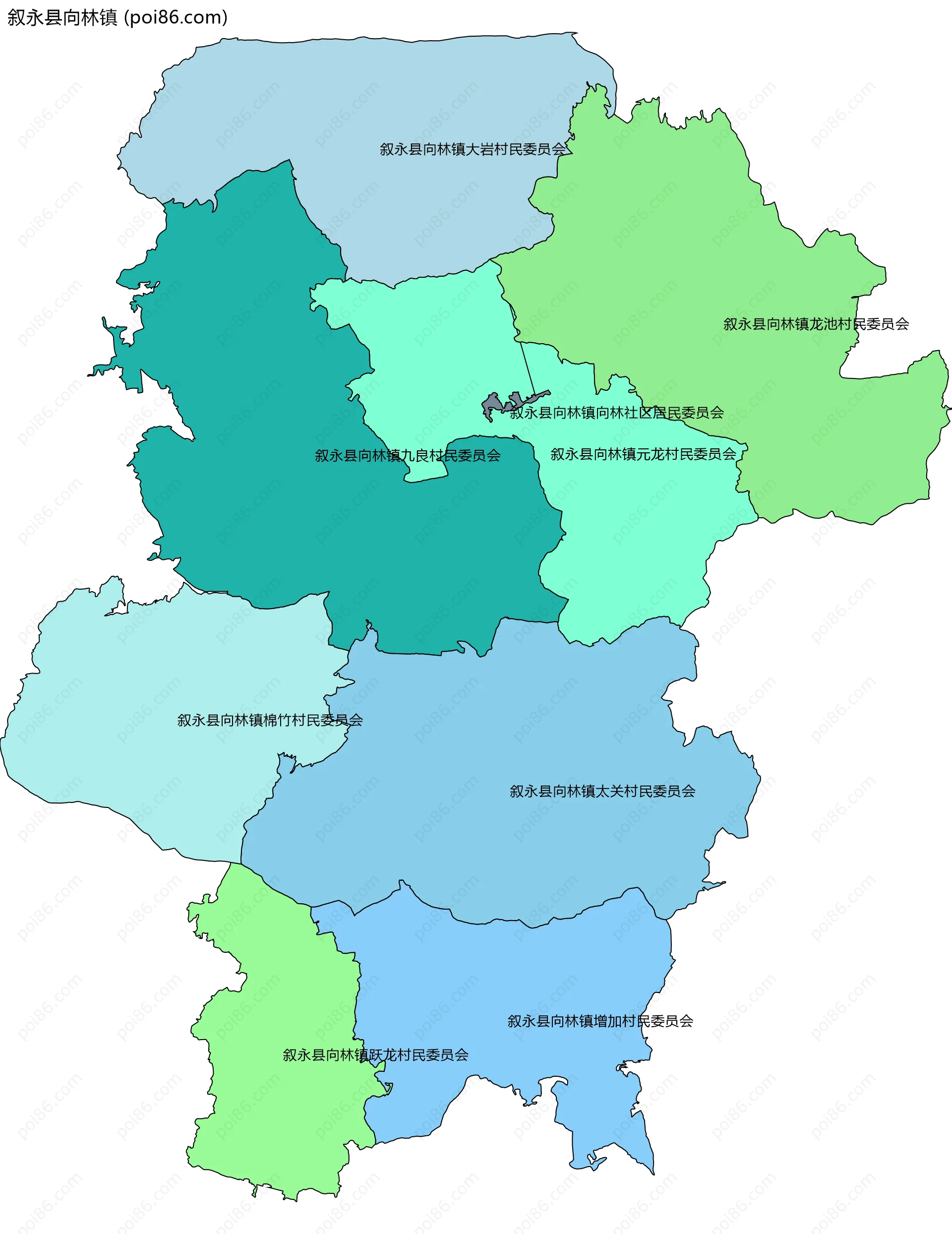 叙永县向林镇边界地图(五级行政区划)