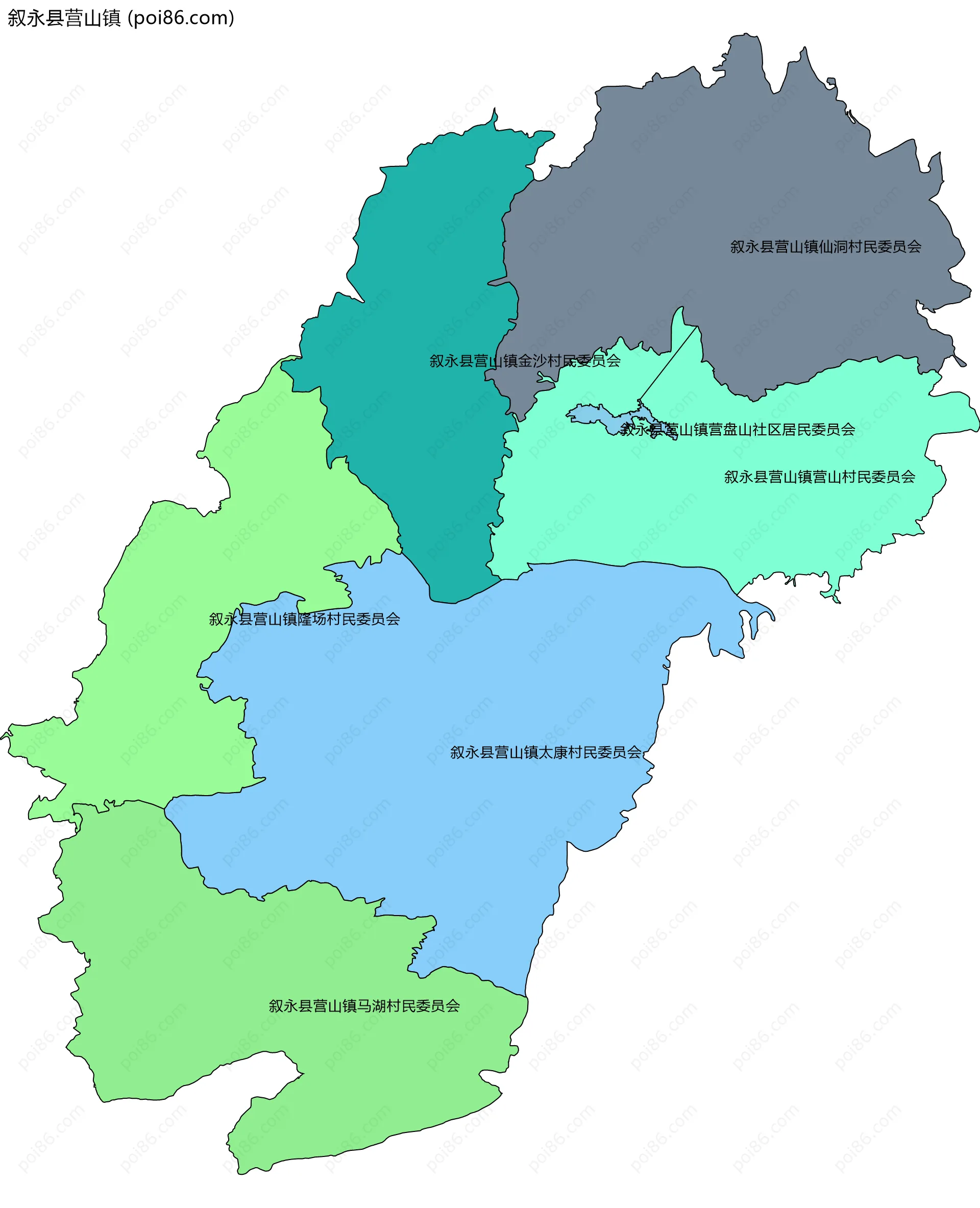 叙永县营山镇边界地图(五级行政区划)