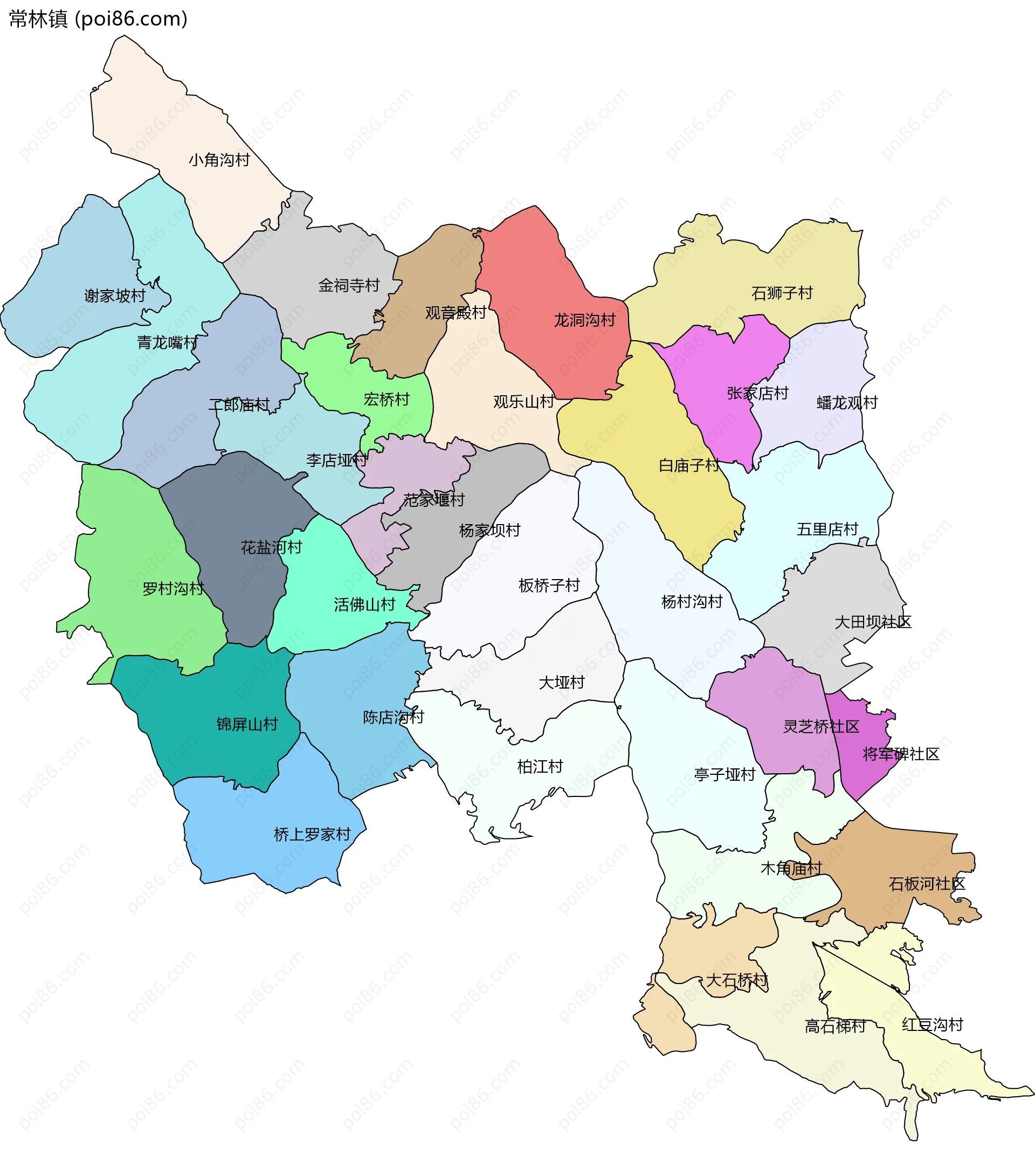 常林镇边界地图(五级行政区划)