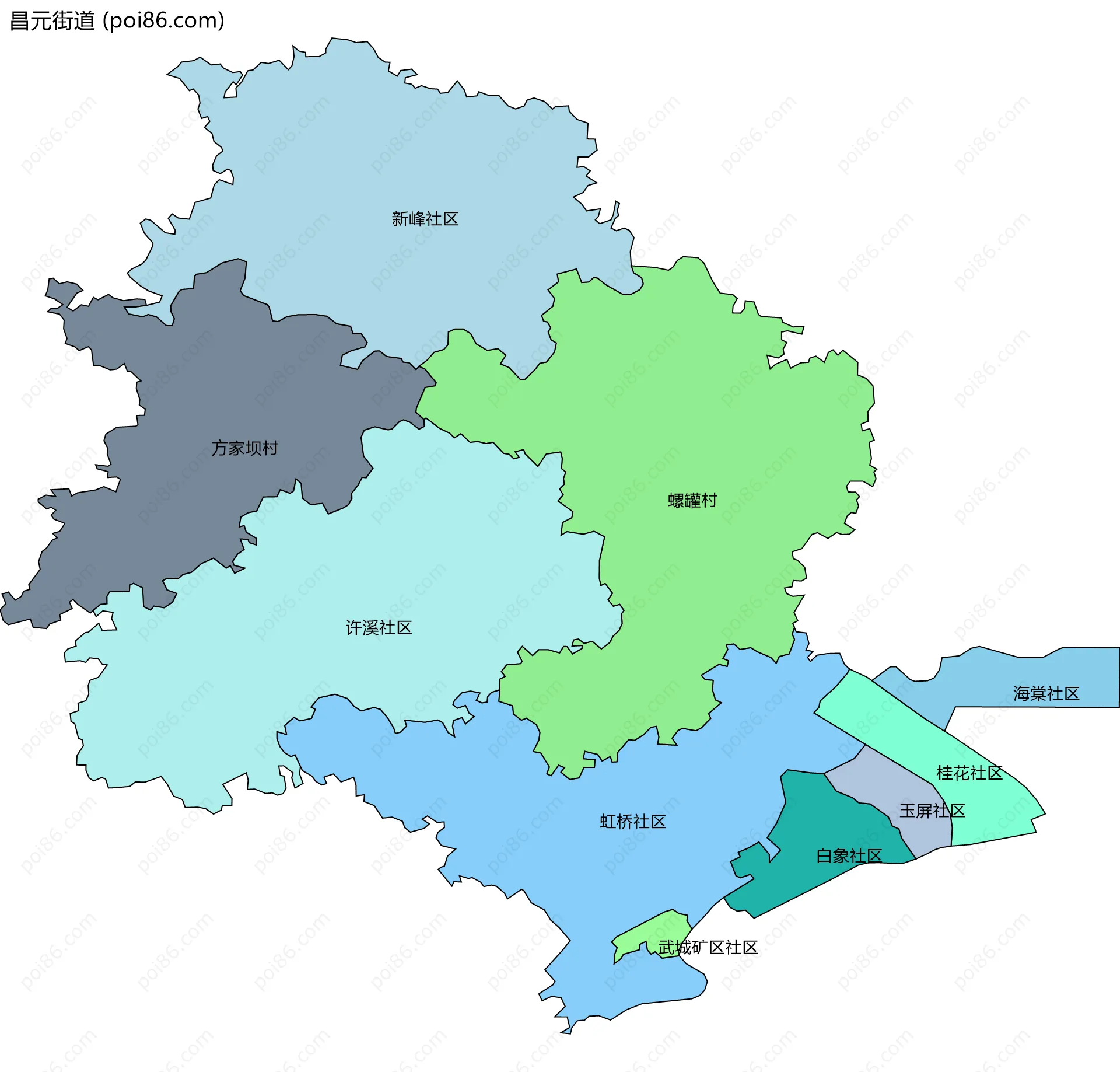 昌元街道边界地图(五级行政区划)