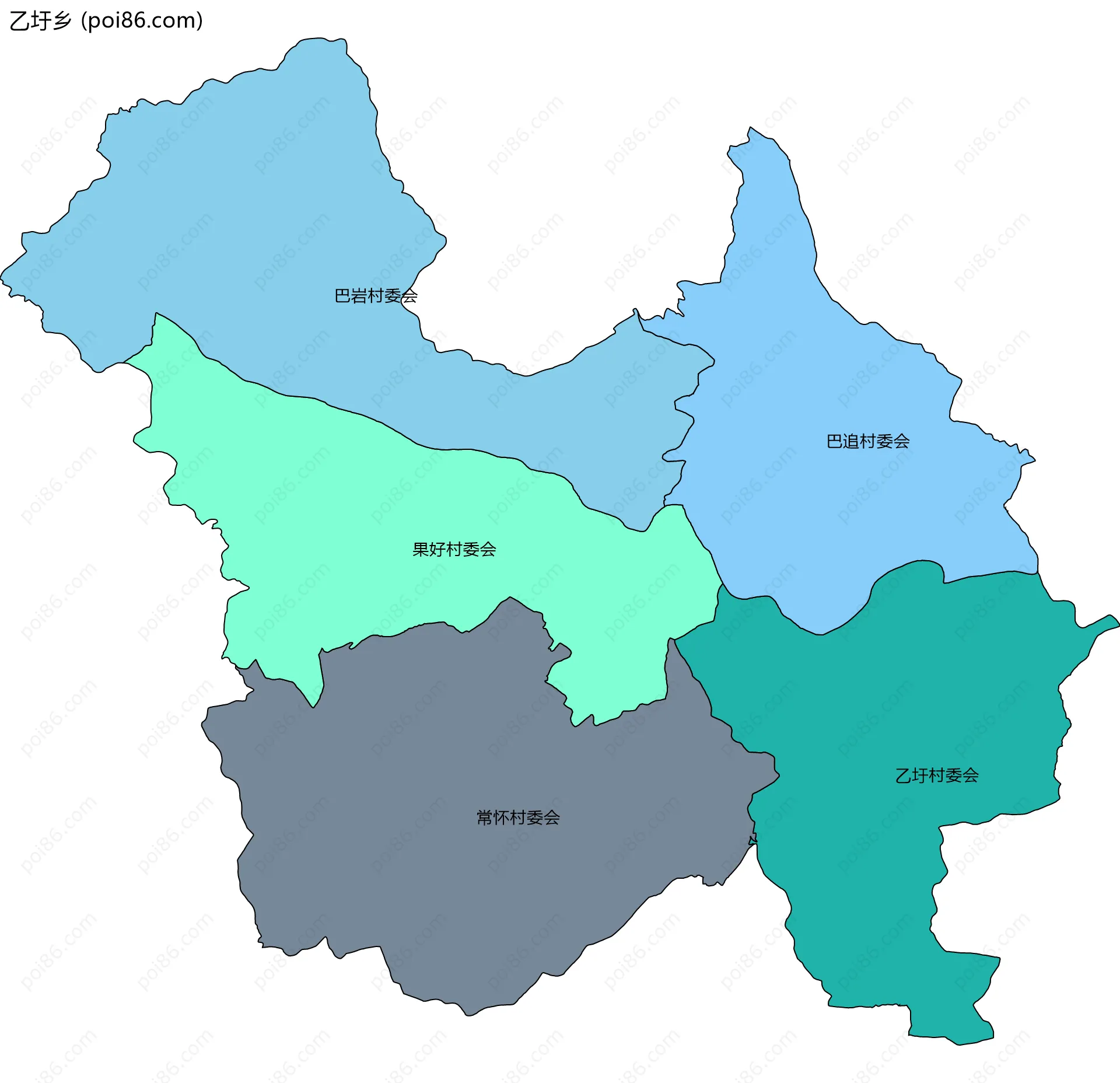 乙圩乡边界地图(五级行政区划)