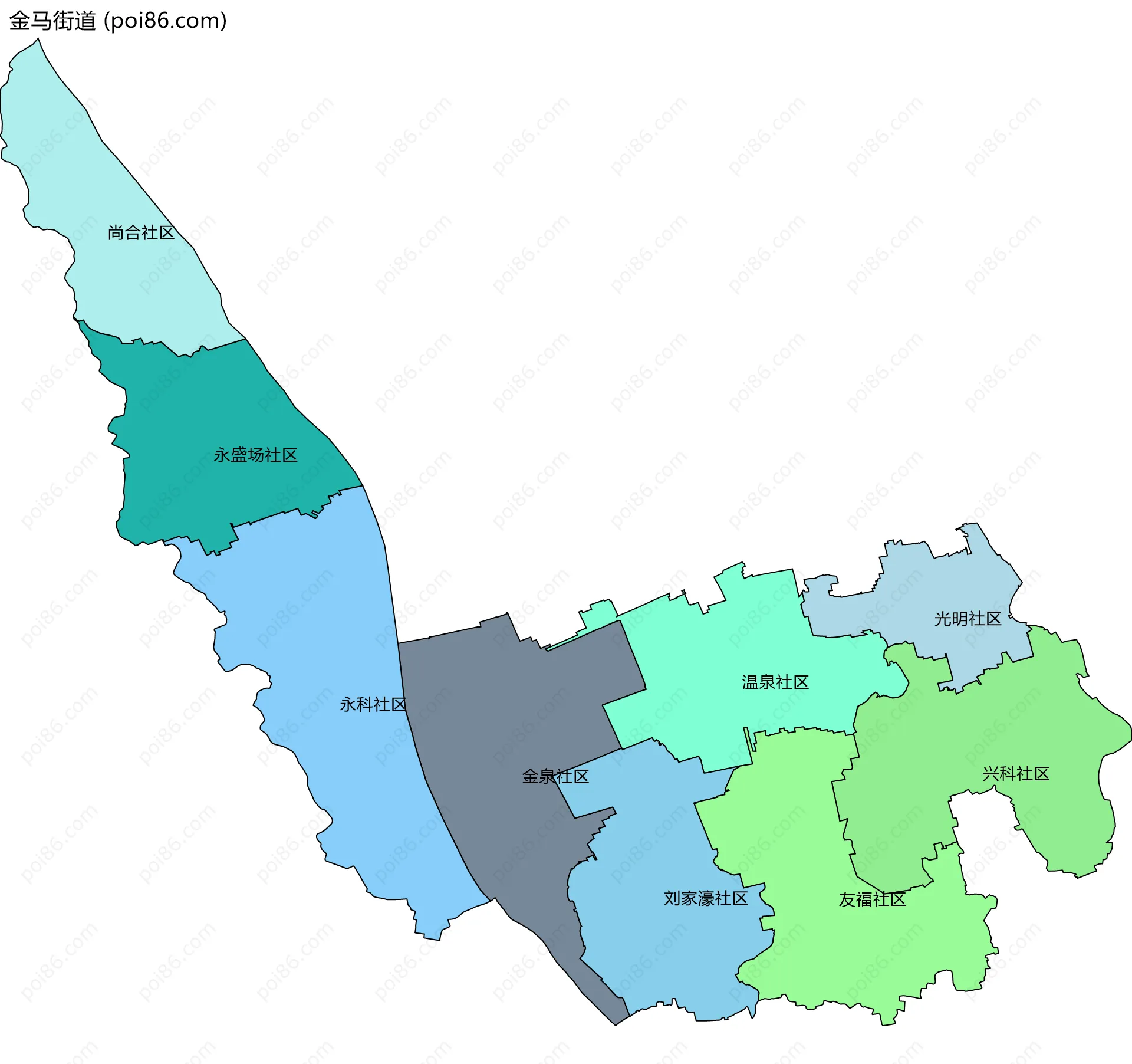金马街道边界地图(五级行政区划)