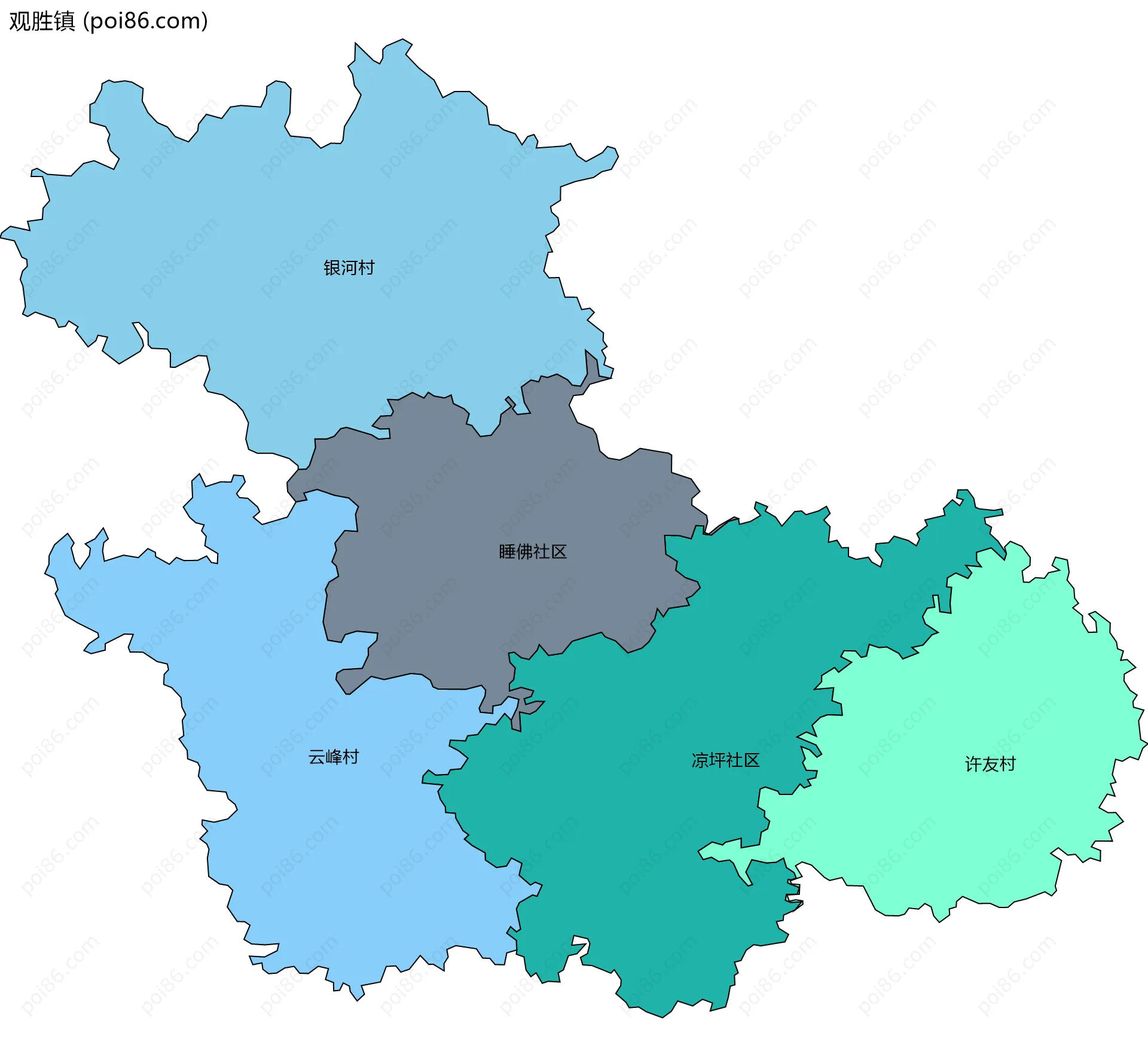 观胜镇边界地图(五级行政区划)