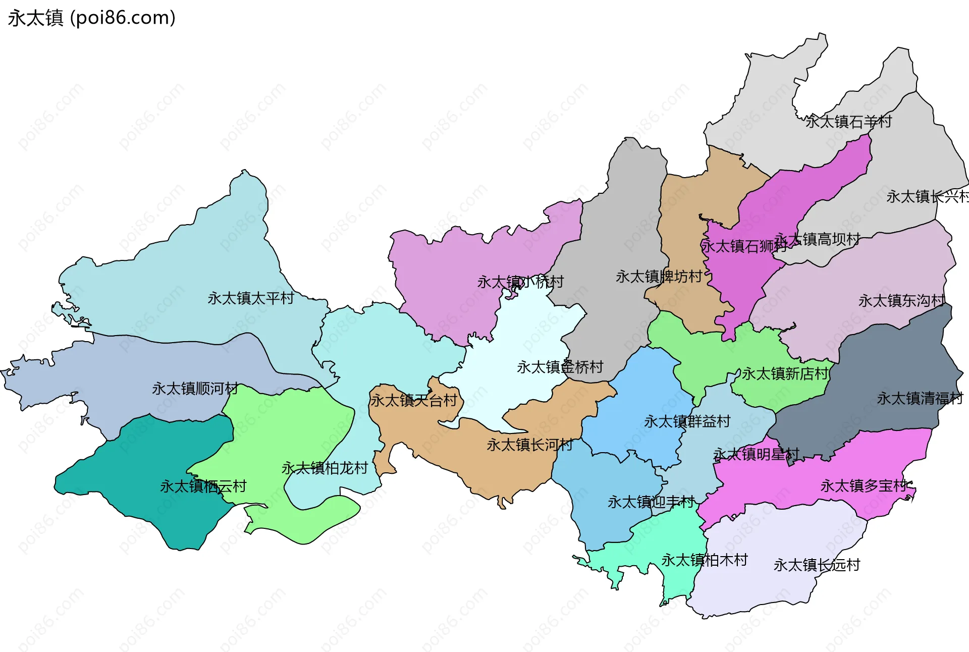 永太镇边界地图(五级行政区划)