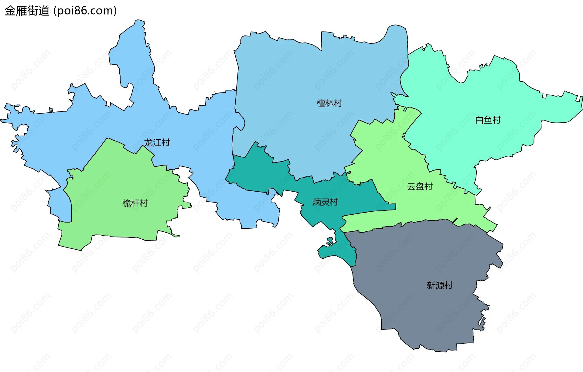 金雁街道边界地图(五级行政区划)