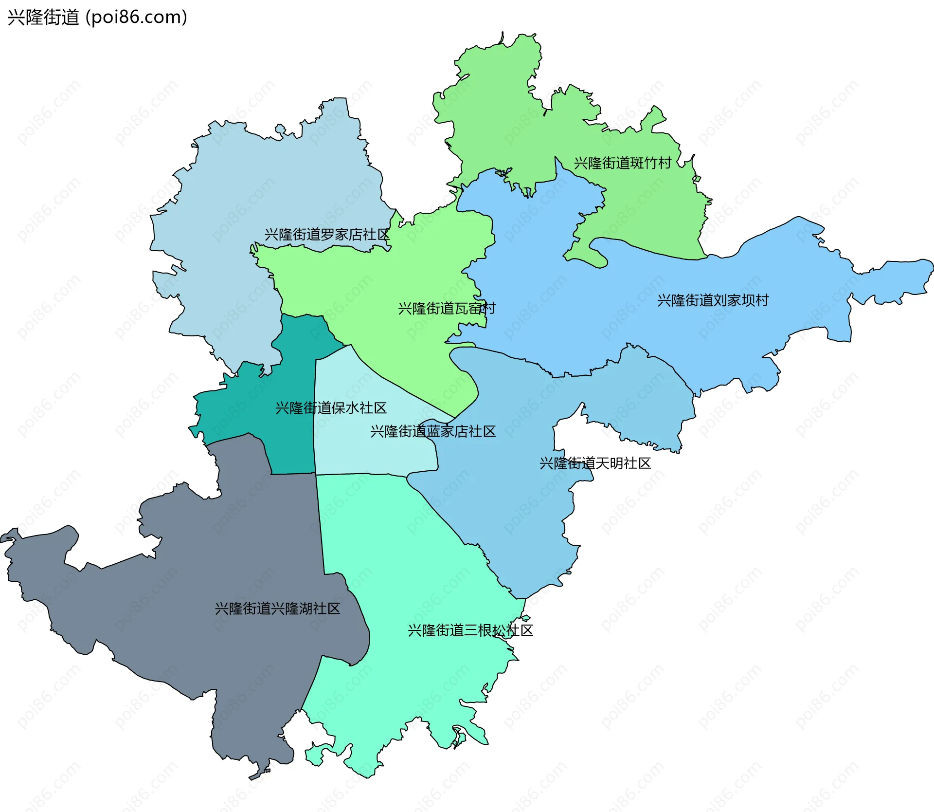 兴隆街道边界地图(五级行政区划)