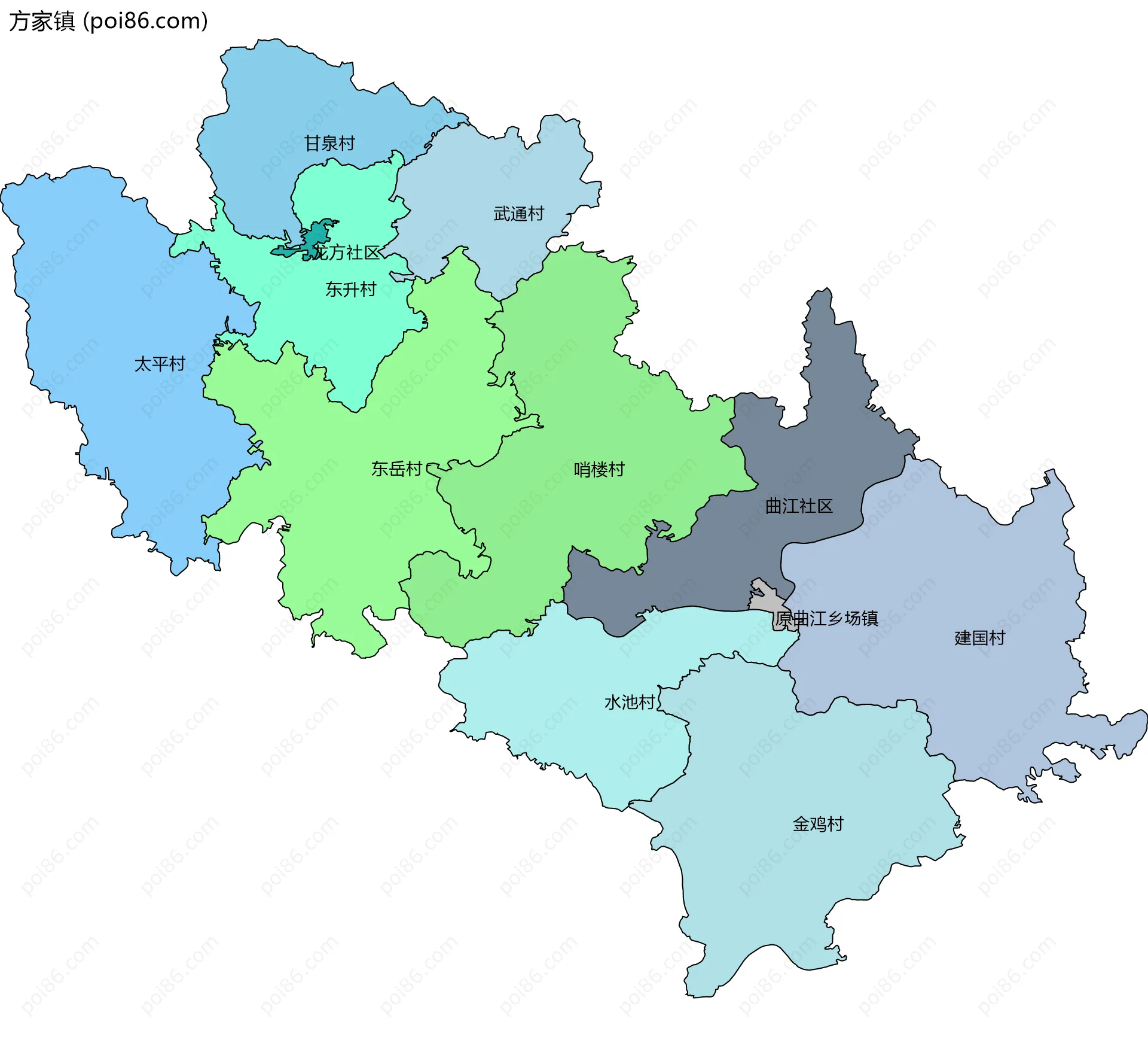 方家镇边界地图(五级行政区划)