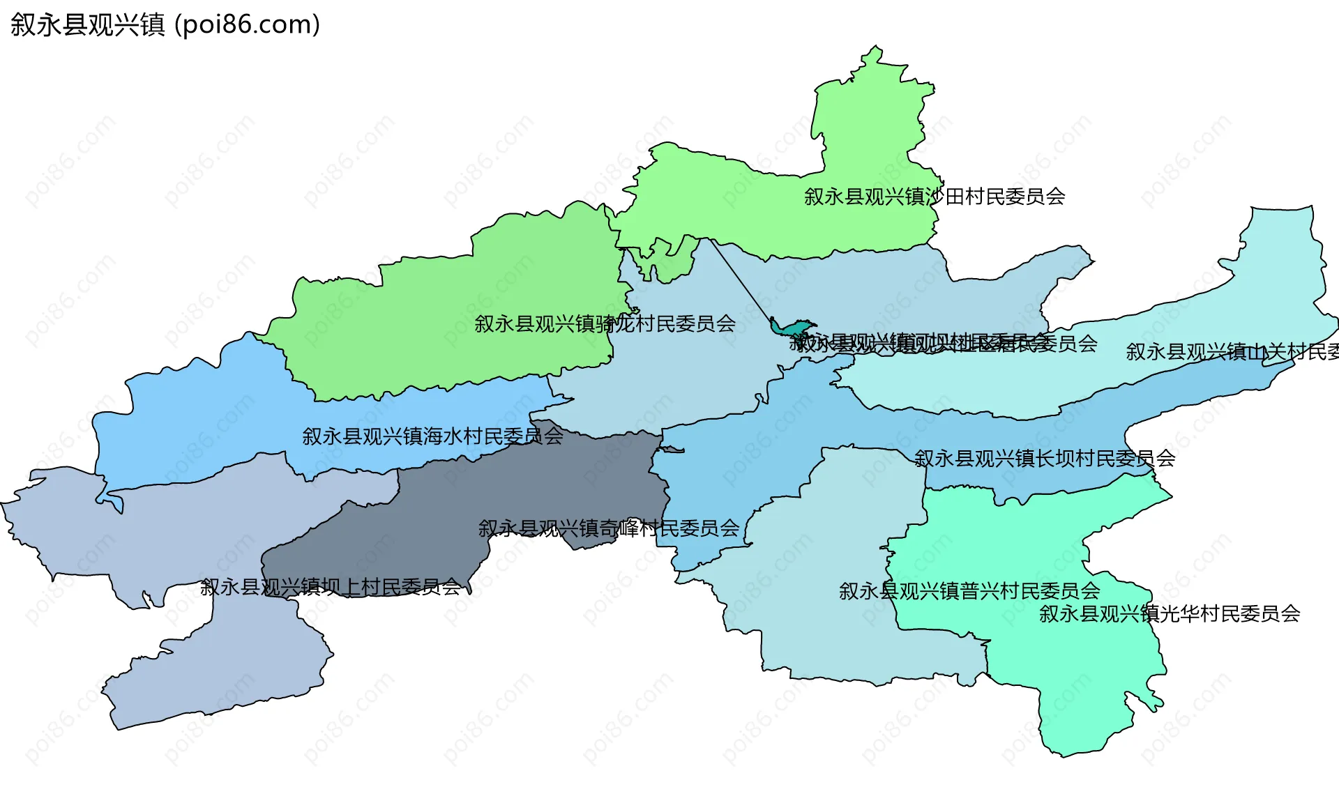 叙永县观兴镇边界地图(五级行政区划)