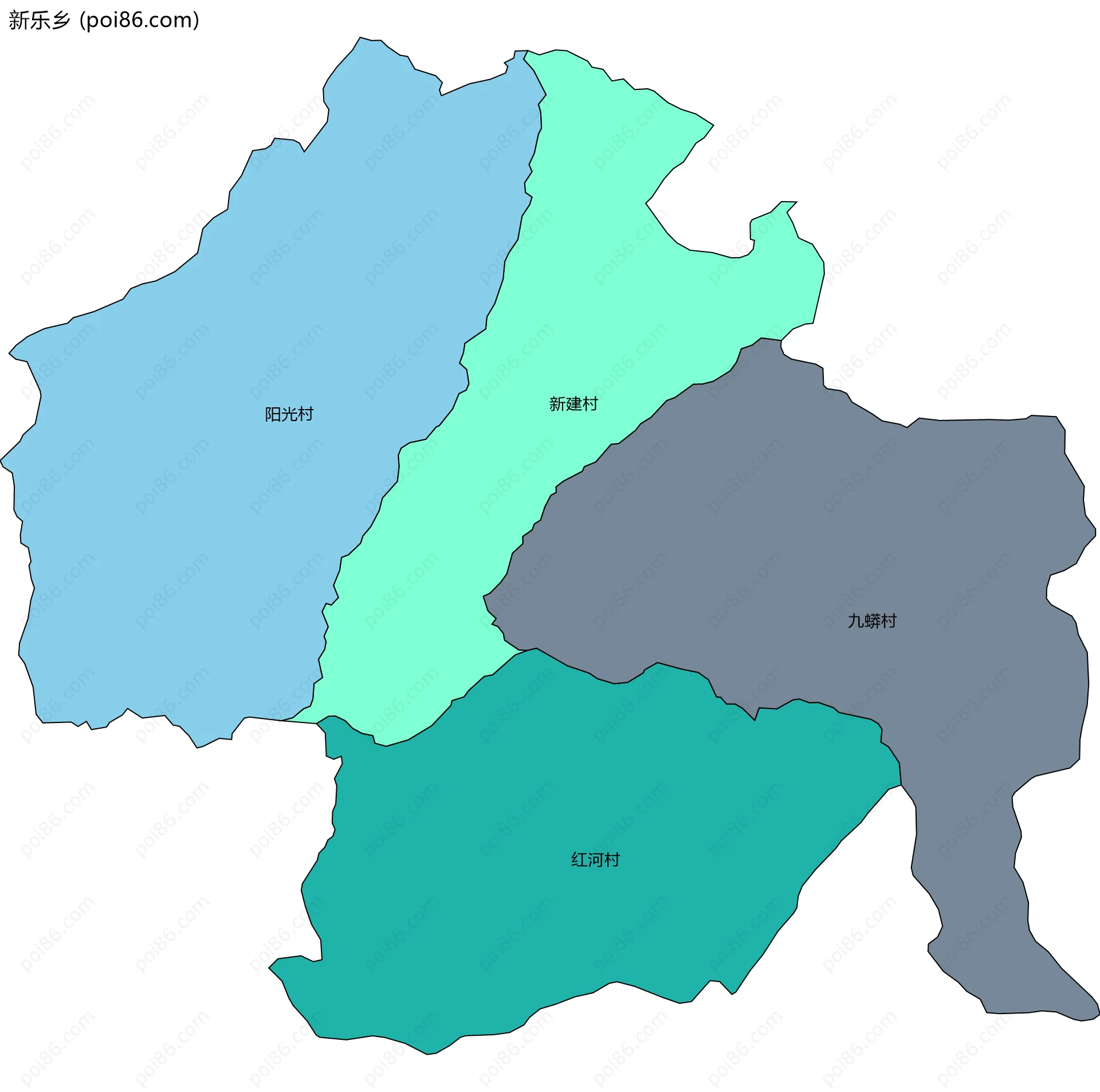 新乐乡边界地图(五级行政区划)