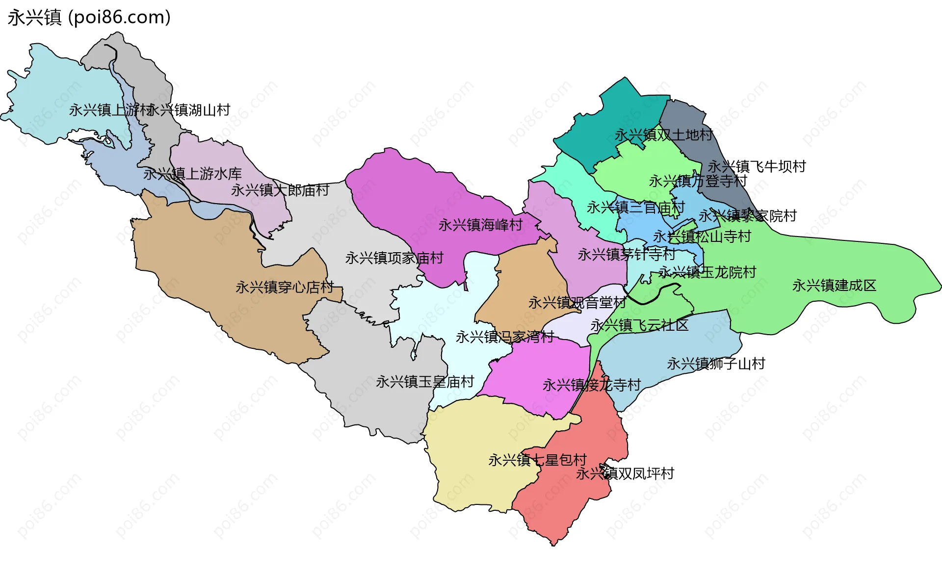 永兴镇边界地图(五级行政区划)