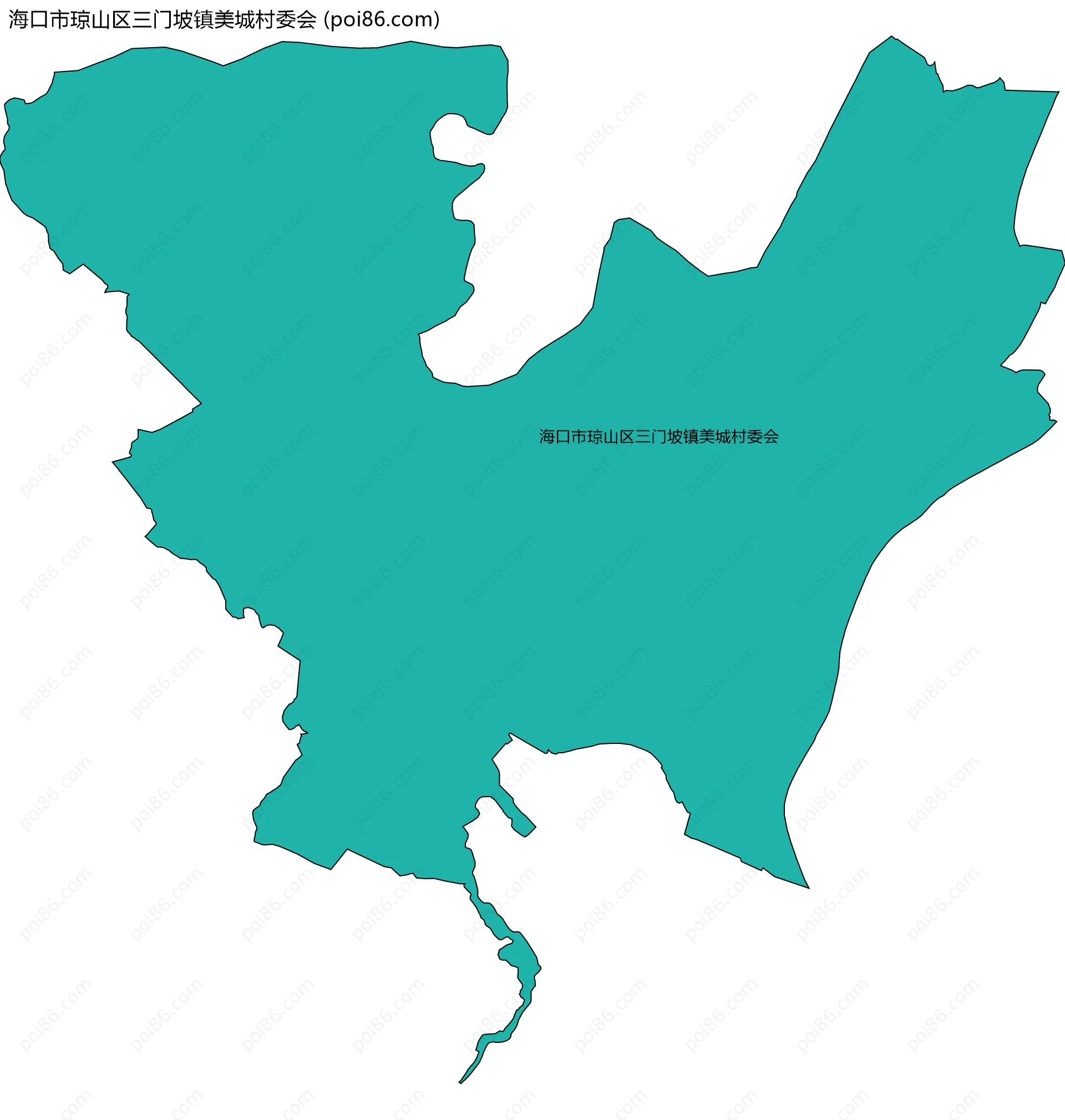 海口市琼山区三门坡镇美城村委会边界地图