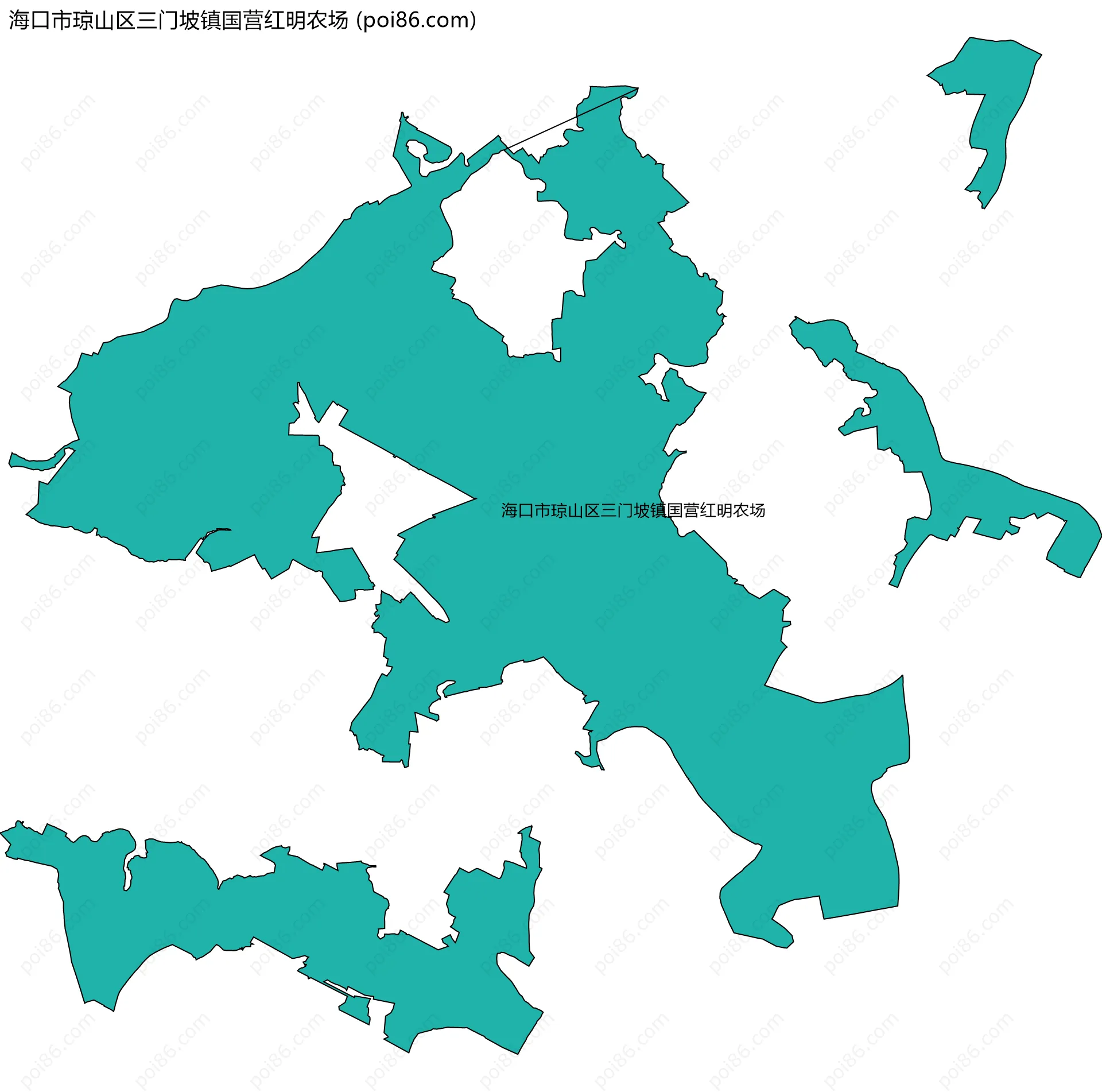 海口市琼山区三门坡镇国营红明农场边界地图