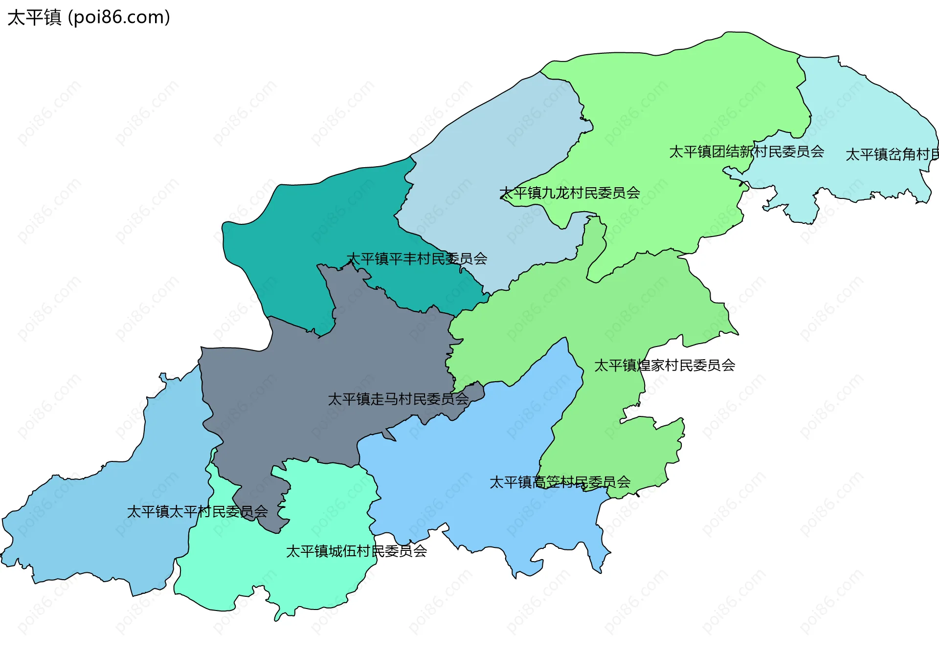太平镇边界地图(五级行政区划)
