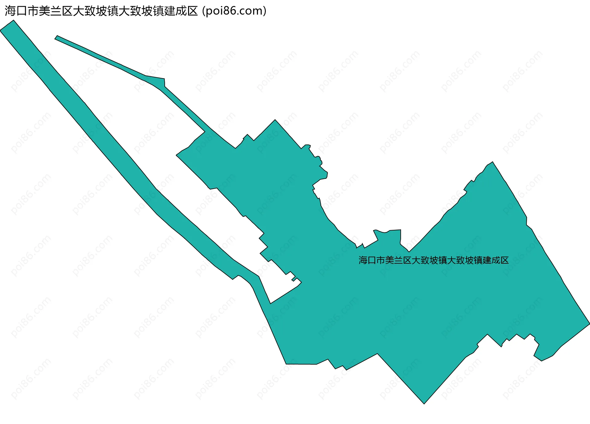 海口市美兰区大致坡镇大致坡镇建成区边界地图