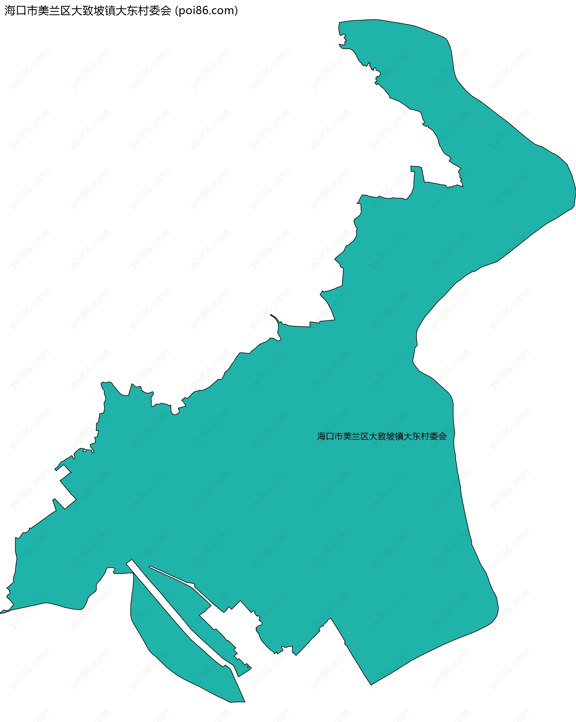 海口市美兰区大致坡镇大东村委会边界地图