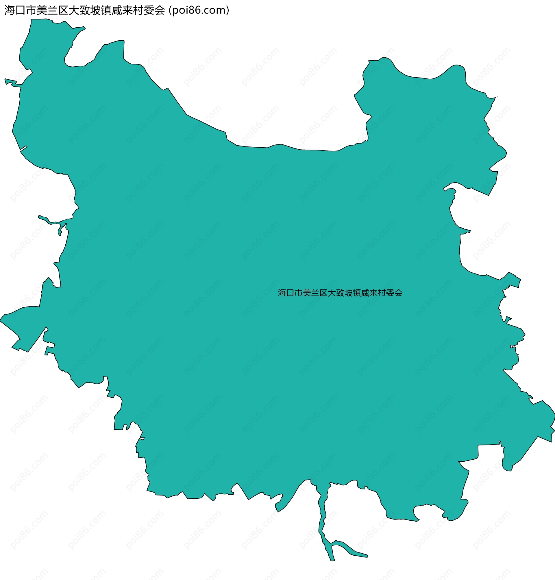 海口市美兰区大致坡镇咸来村委会边界地图