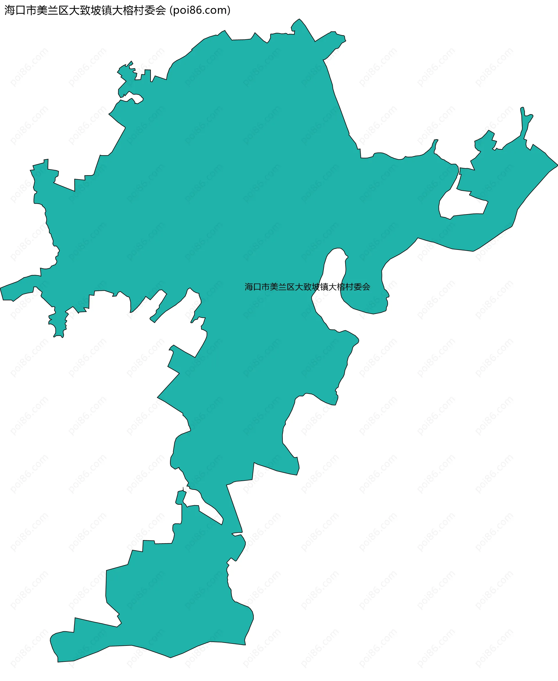 海口市美兰区大致坡镇大榕村委会边界地图