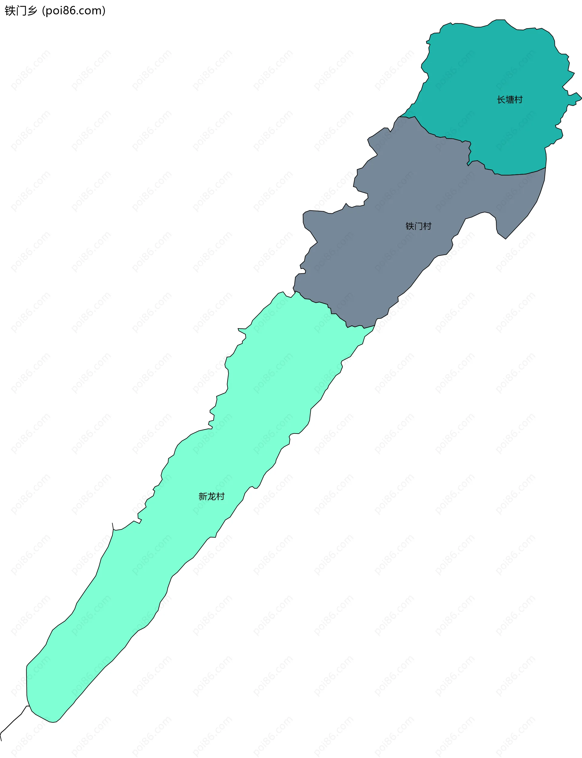 铁门乡边界地图(五级行政区划)