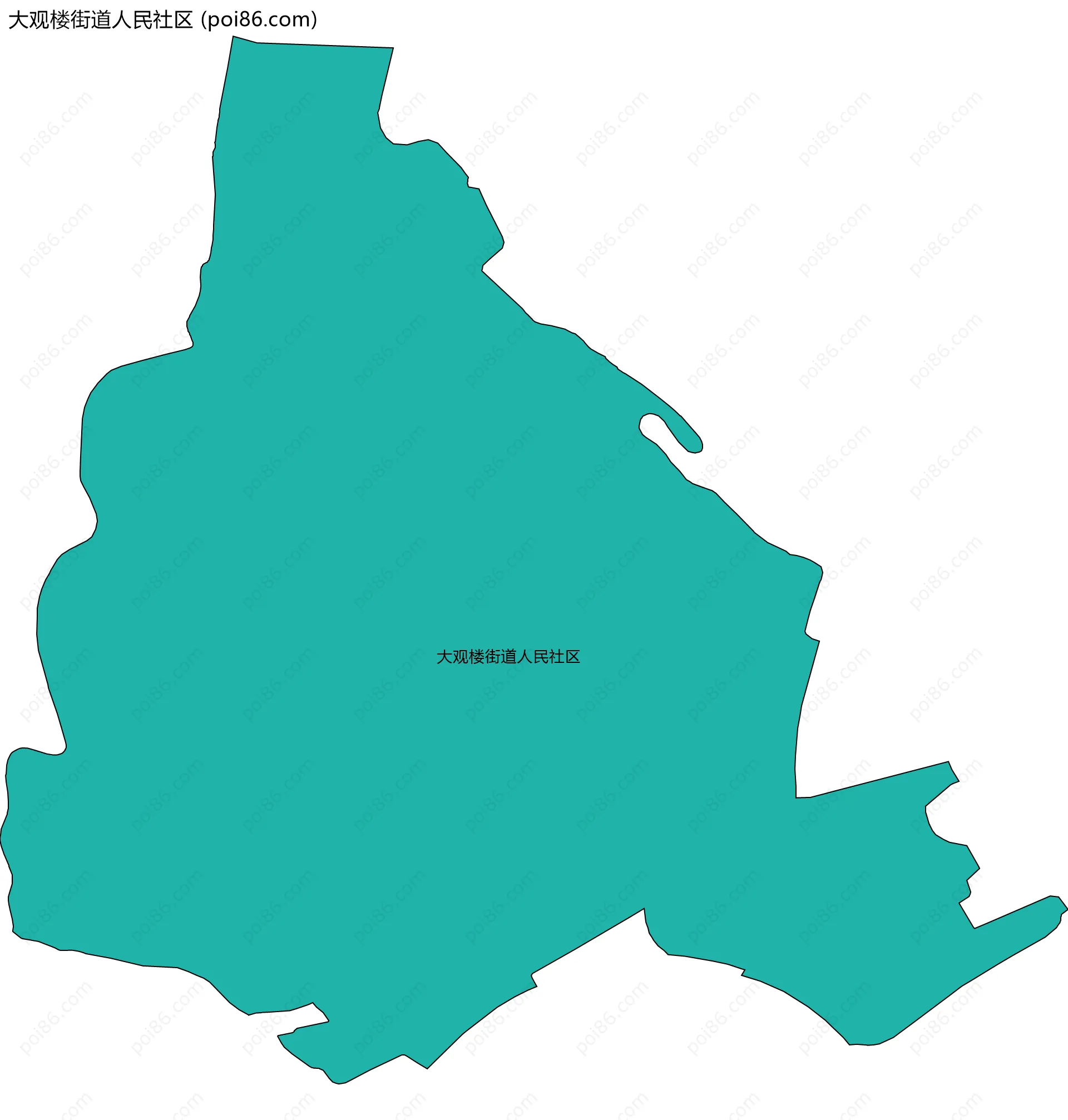 大观楼街道人民社区边界地图