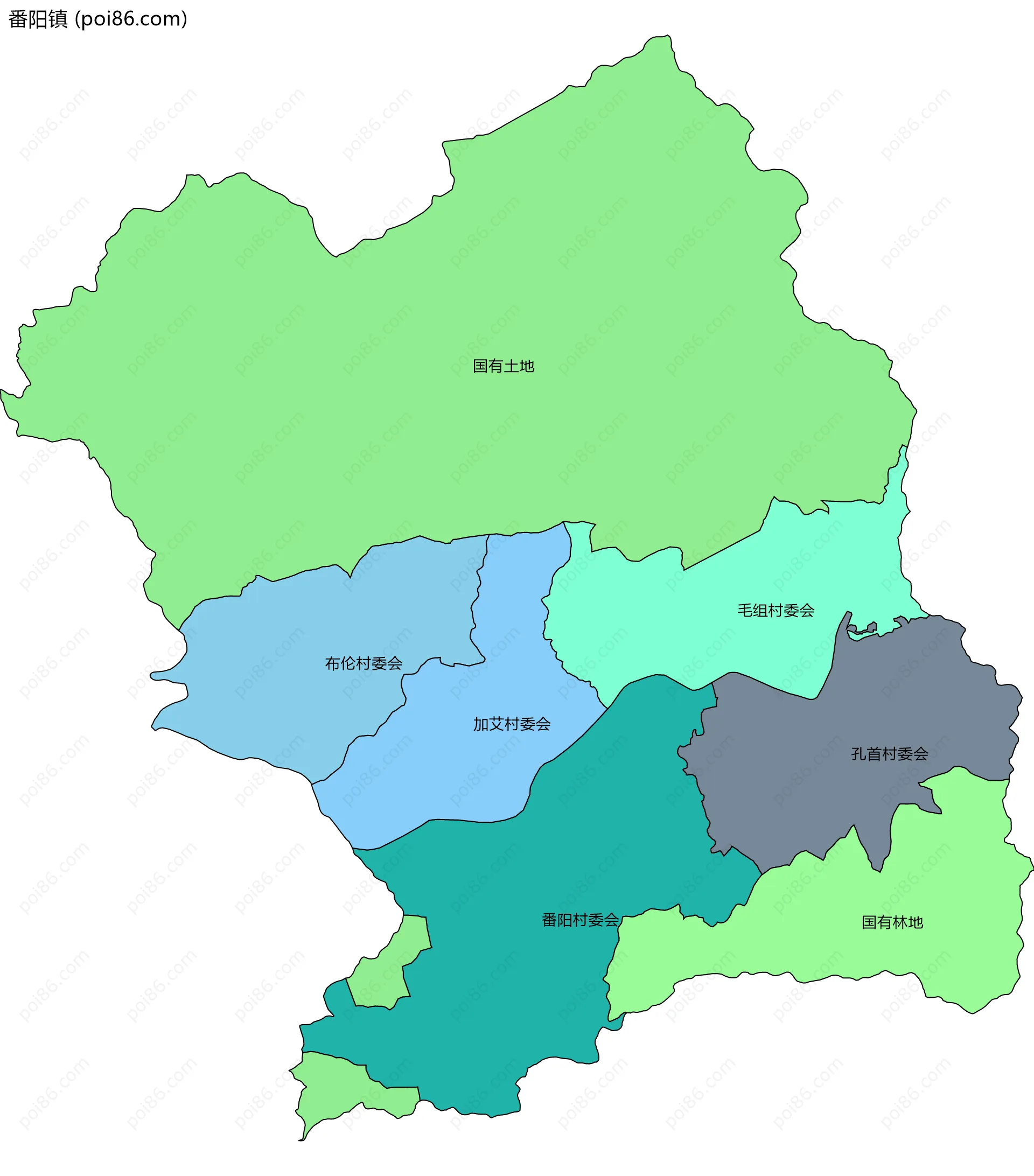 番阳镇边界地图(五级行政区划)