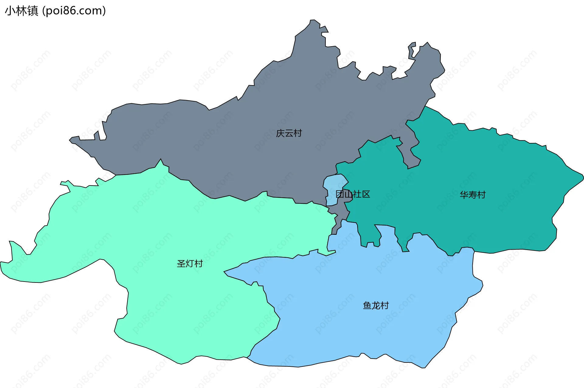 小林镇边界地图(五级行政区划)