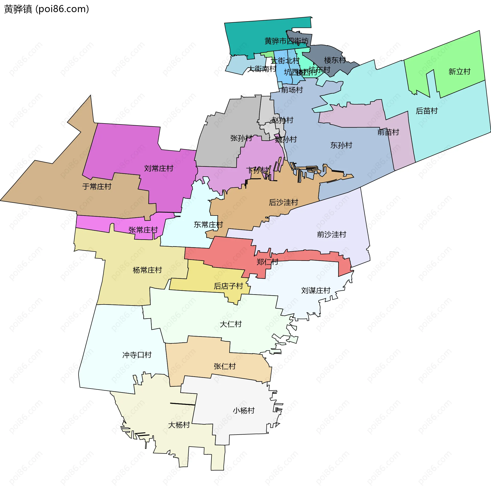 黄骅镇边界地图(五级行政区划)