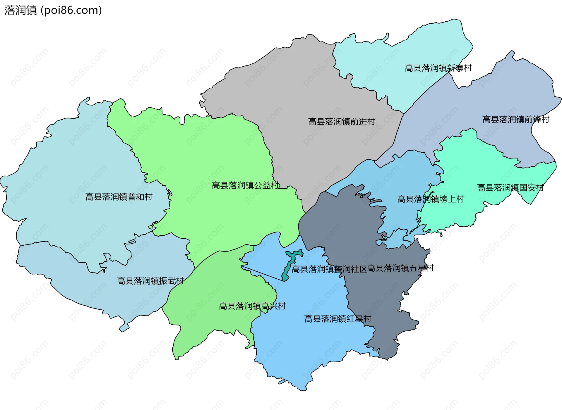 落润镇边界地图(五级行政区划)
