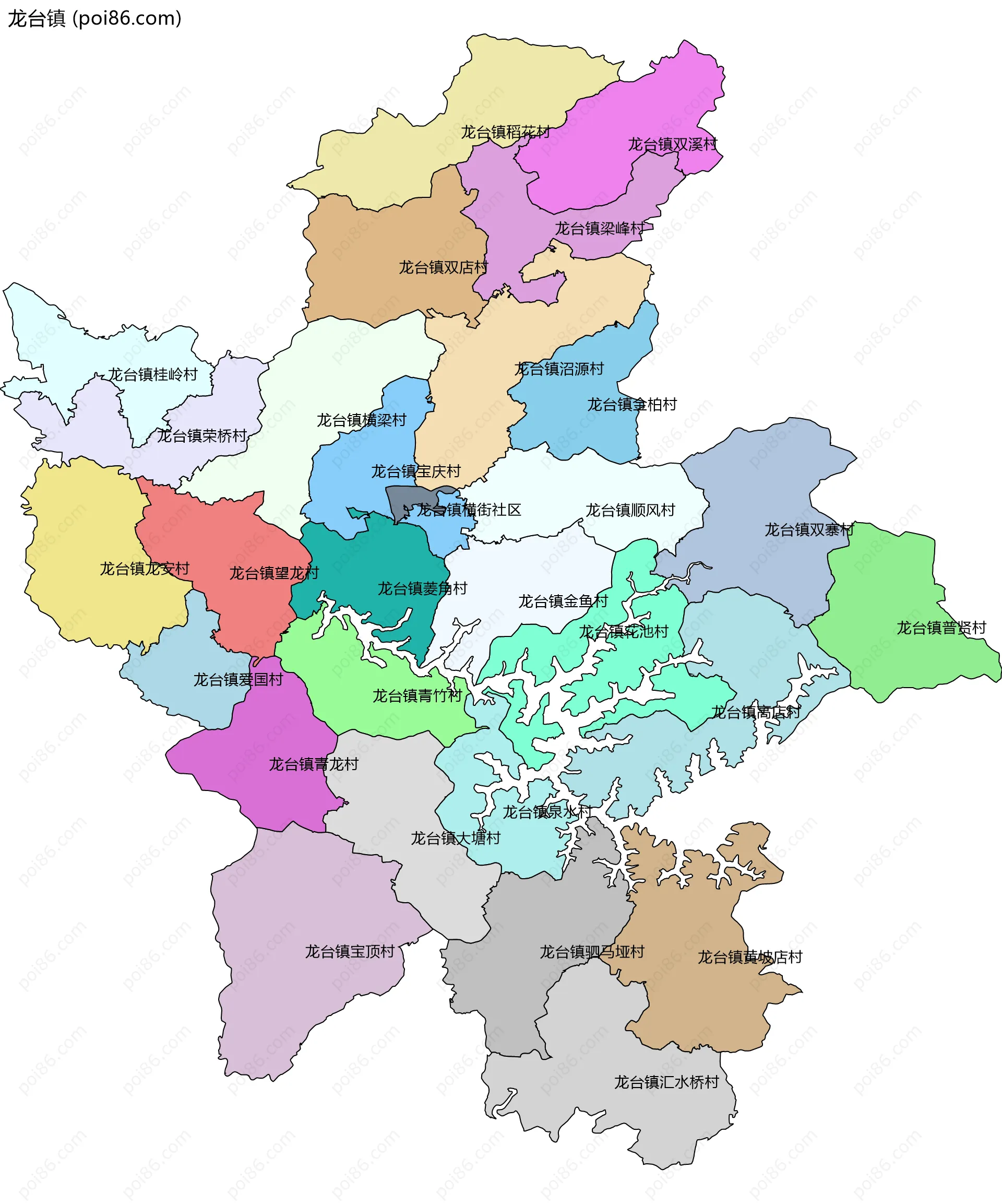 龙台镇边界地图(五级行政区划)