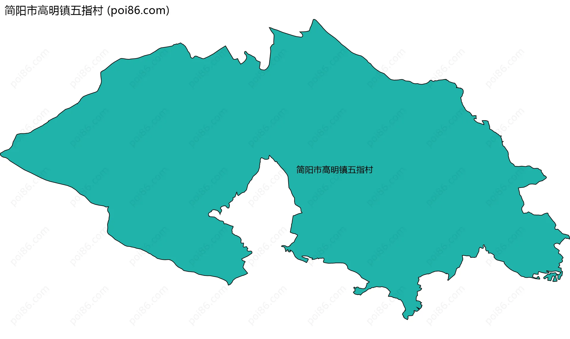 简阳市高明镇五指村边界地图