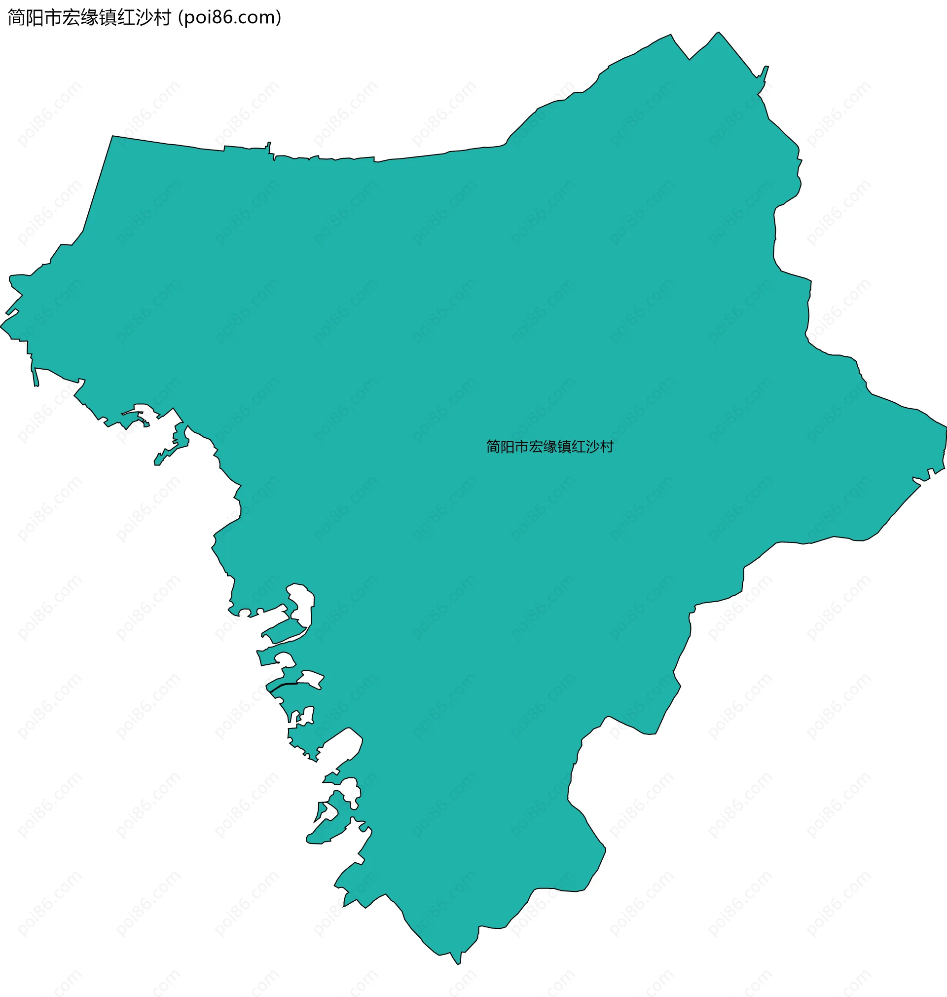 简阳市宏缘镇红沙村边界地图
