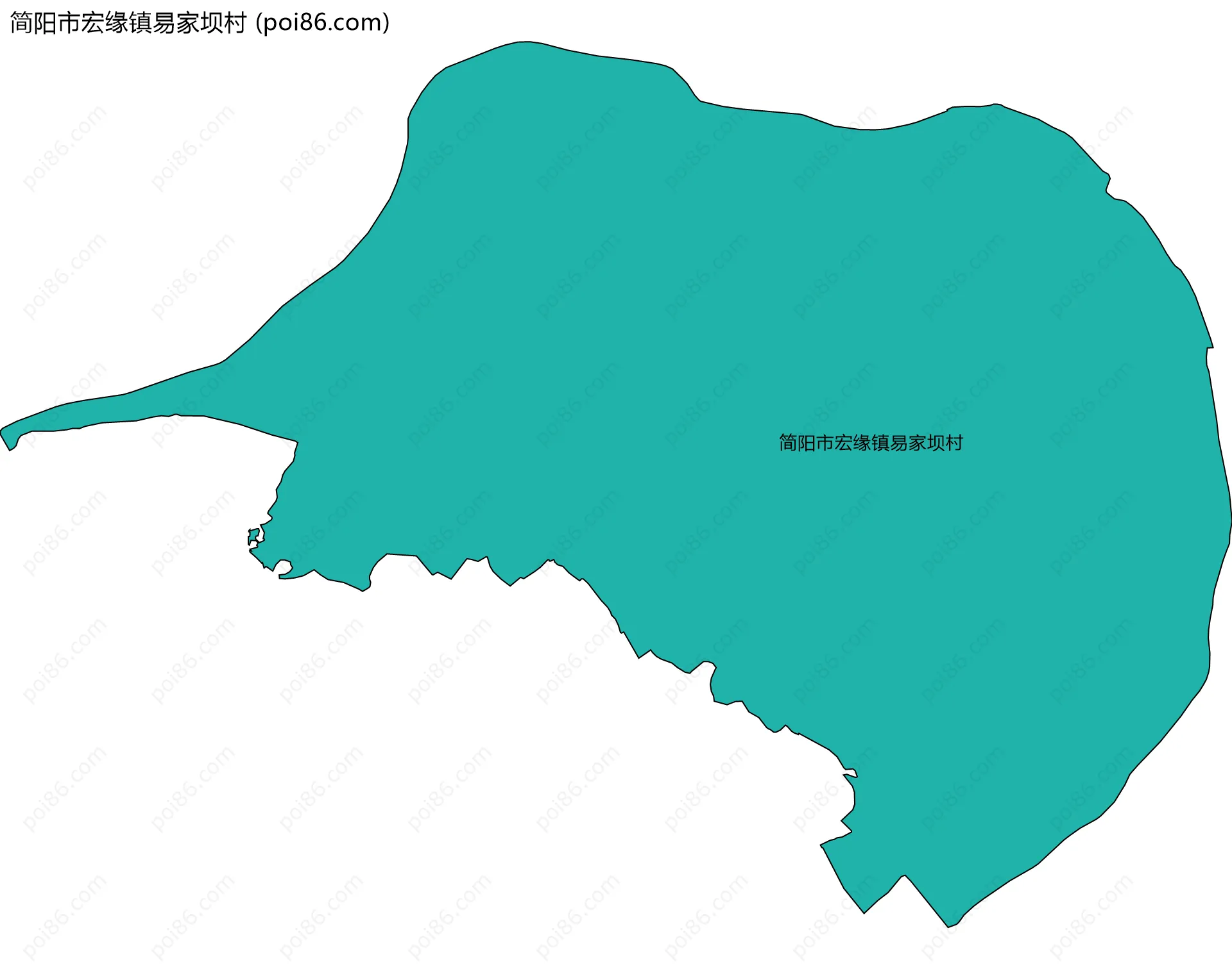 简阳市宏缘镇易家坝村边界地图