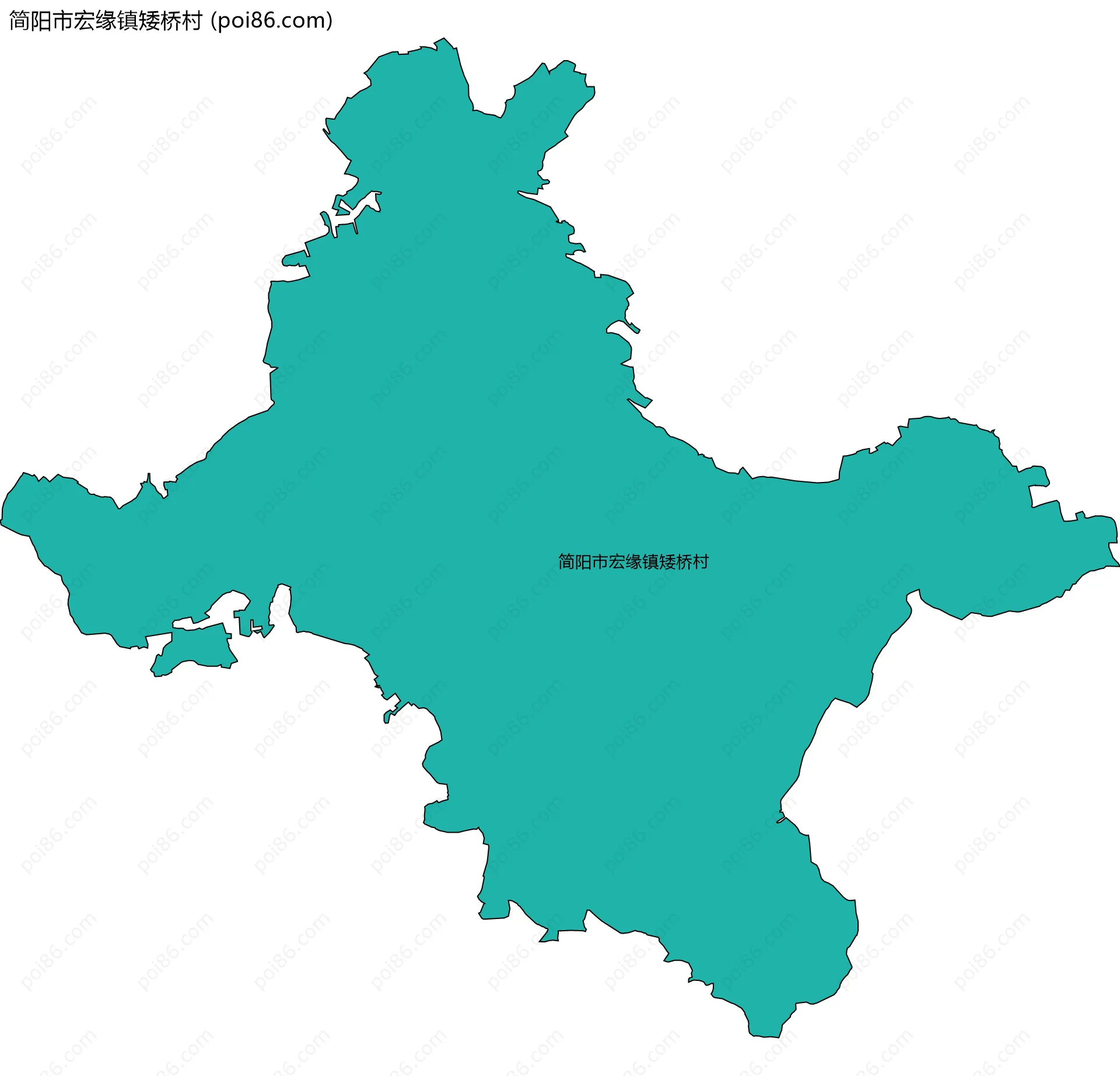 简阳市宏缘镇矮桥村边界地图