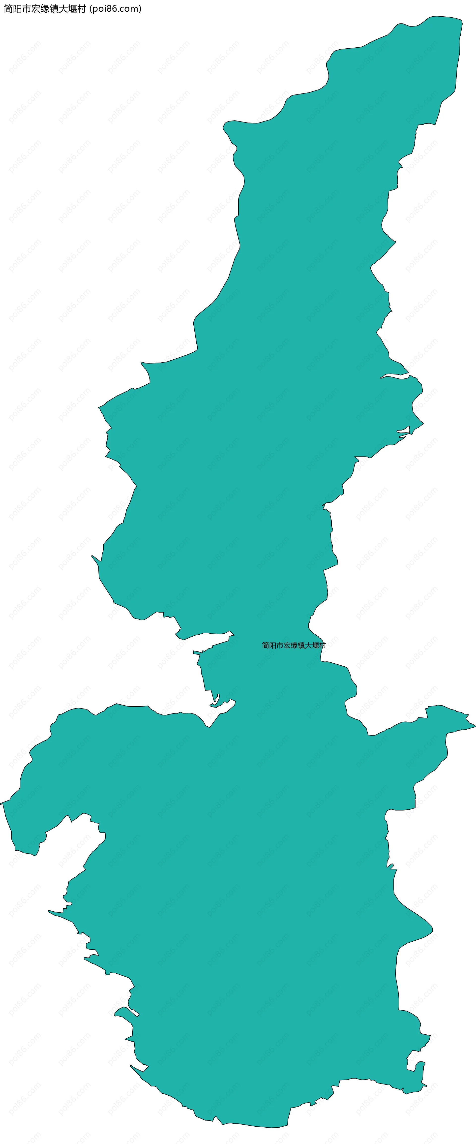 简阳市宏缘镇大堰村边界地图
