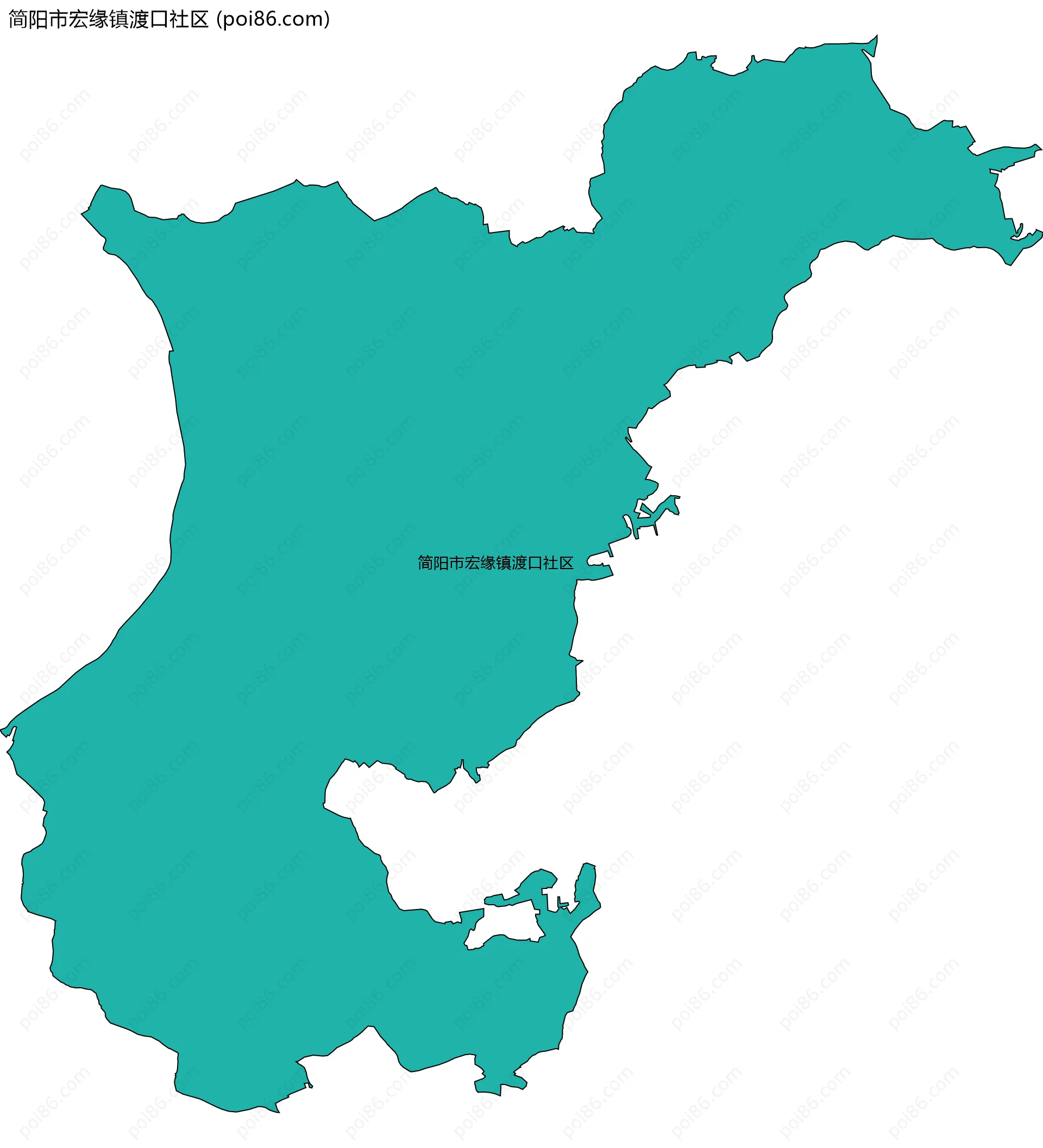 简阳市宏缘镇渡口社区边界地图