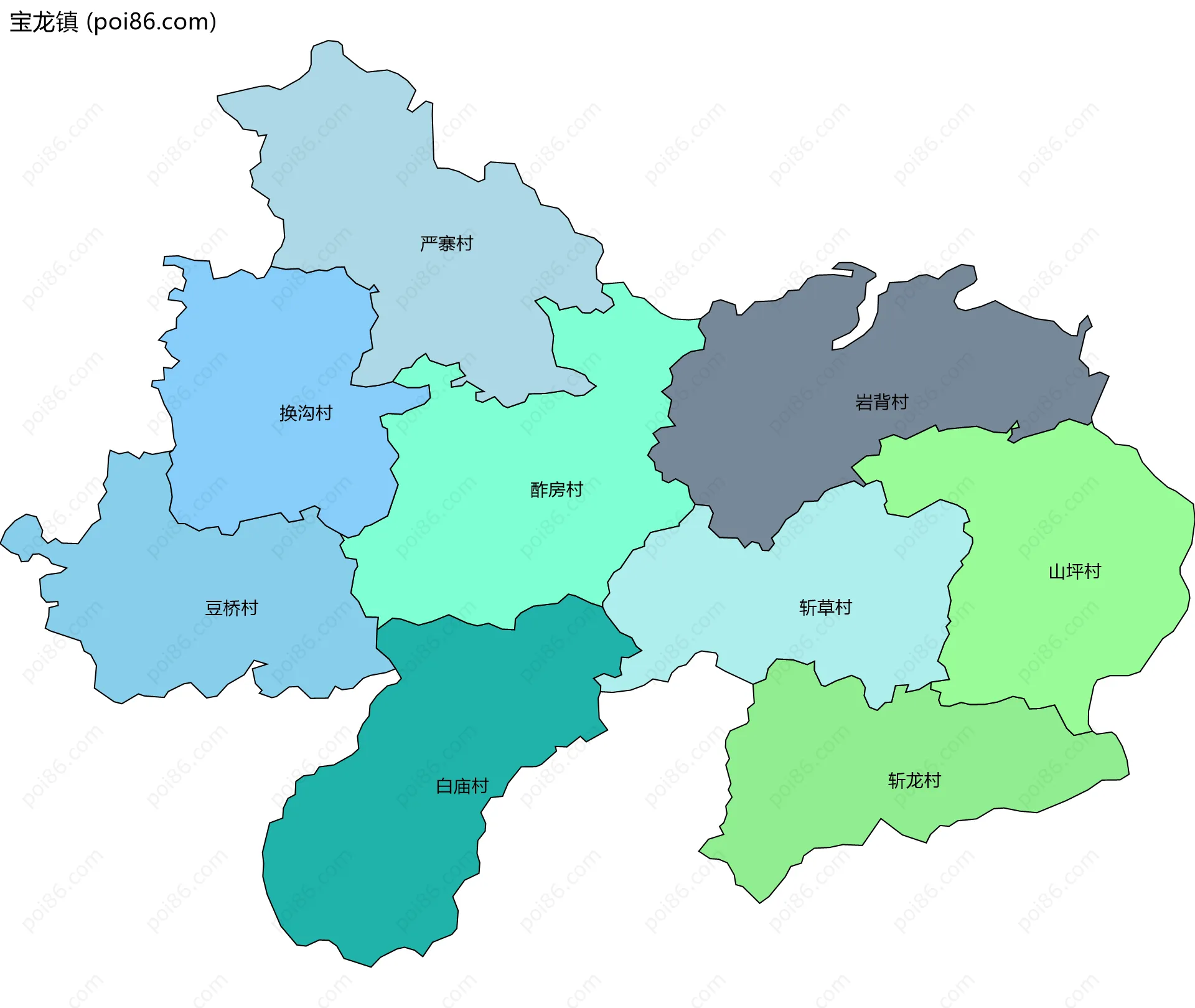宝龙镇边界地图(五级行政区划)