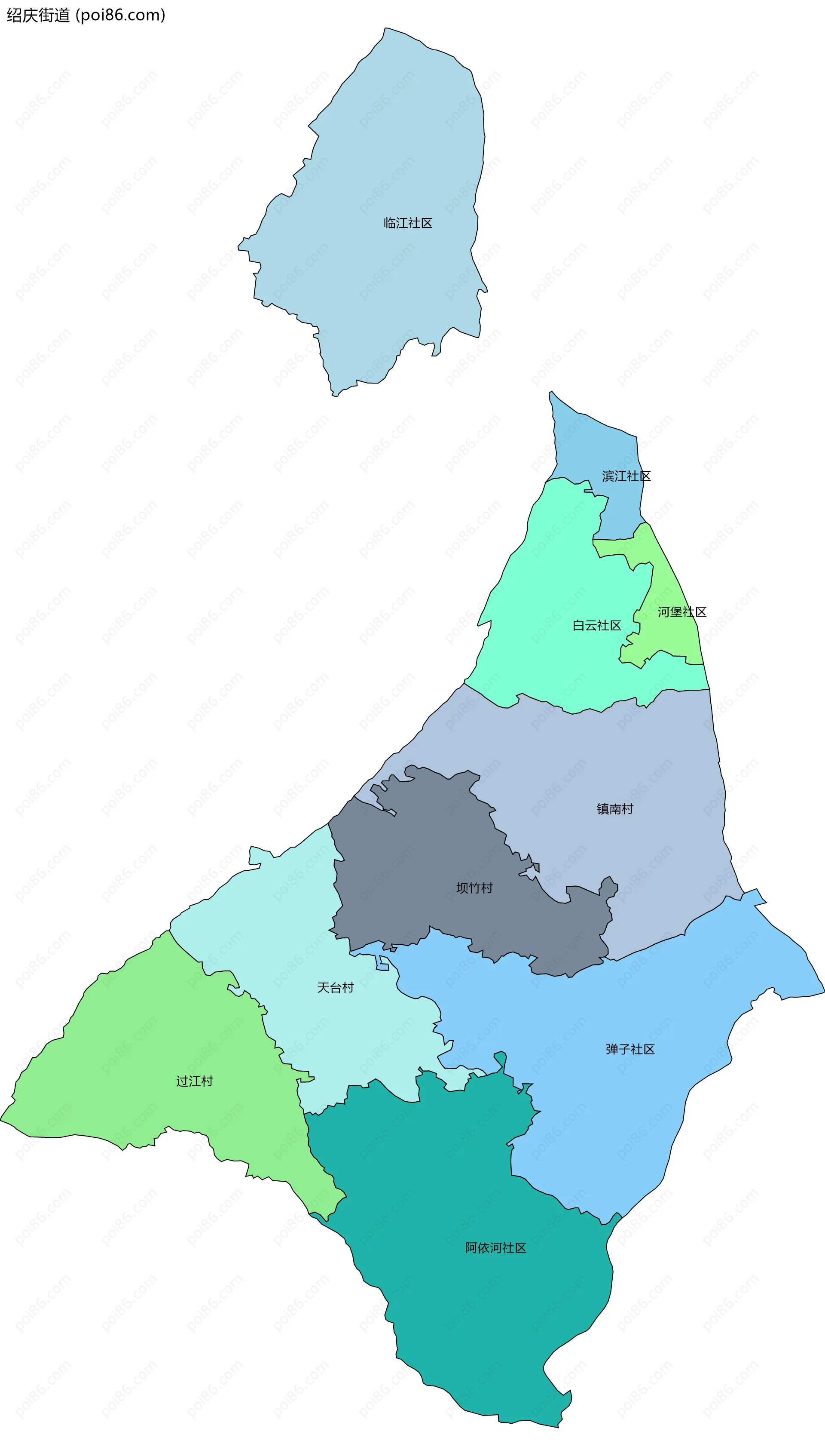 绍庆街道边界地图(五级行政区划)