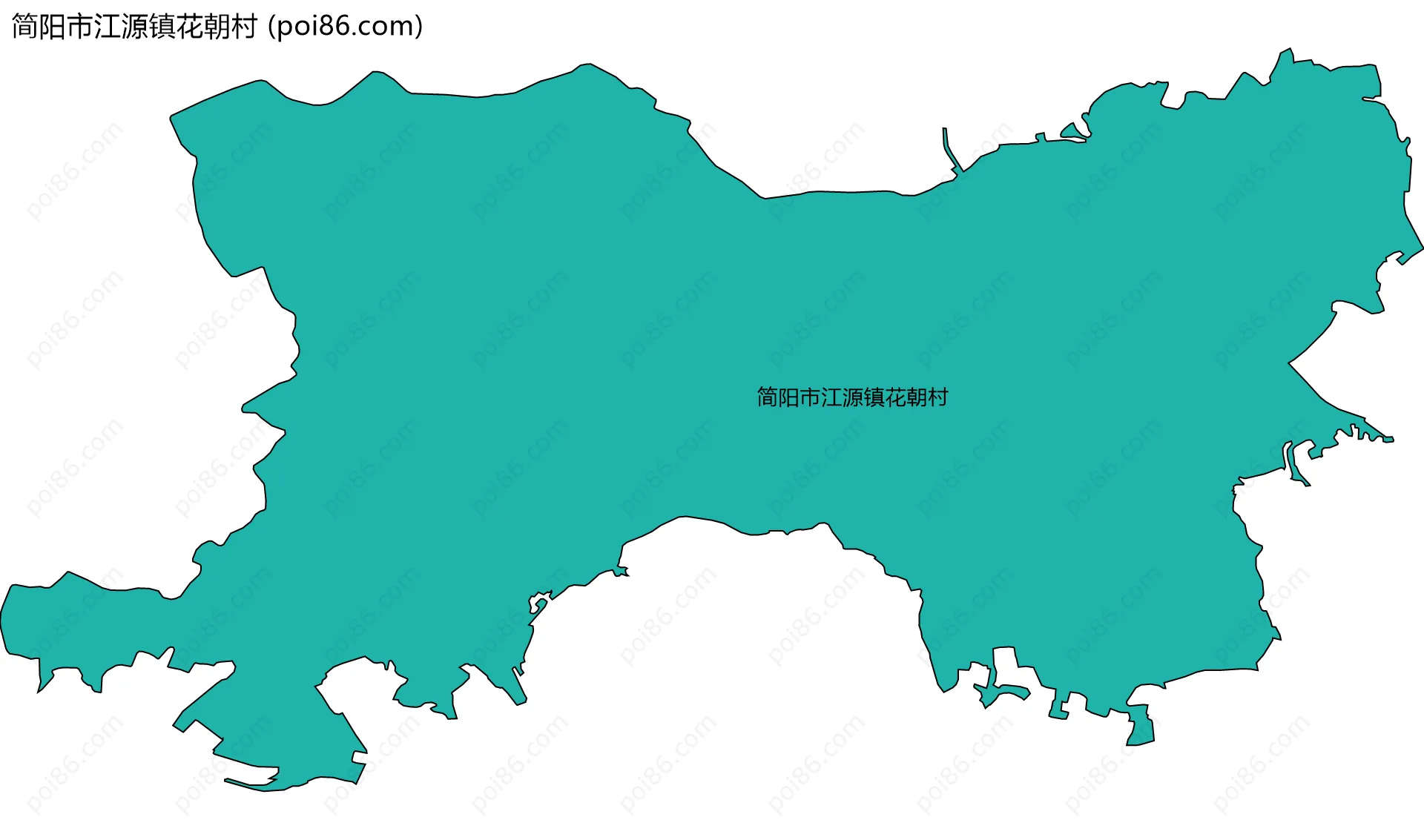 简阳市江源镇花朝村边界地图