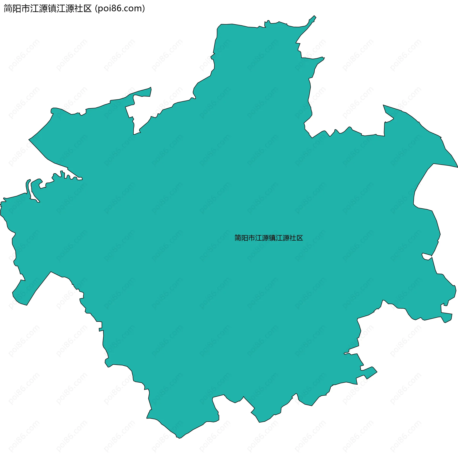 简阳市江源镇江源社区边界地图