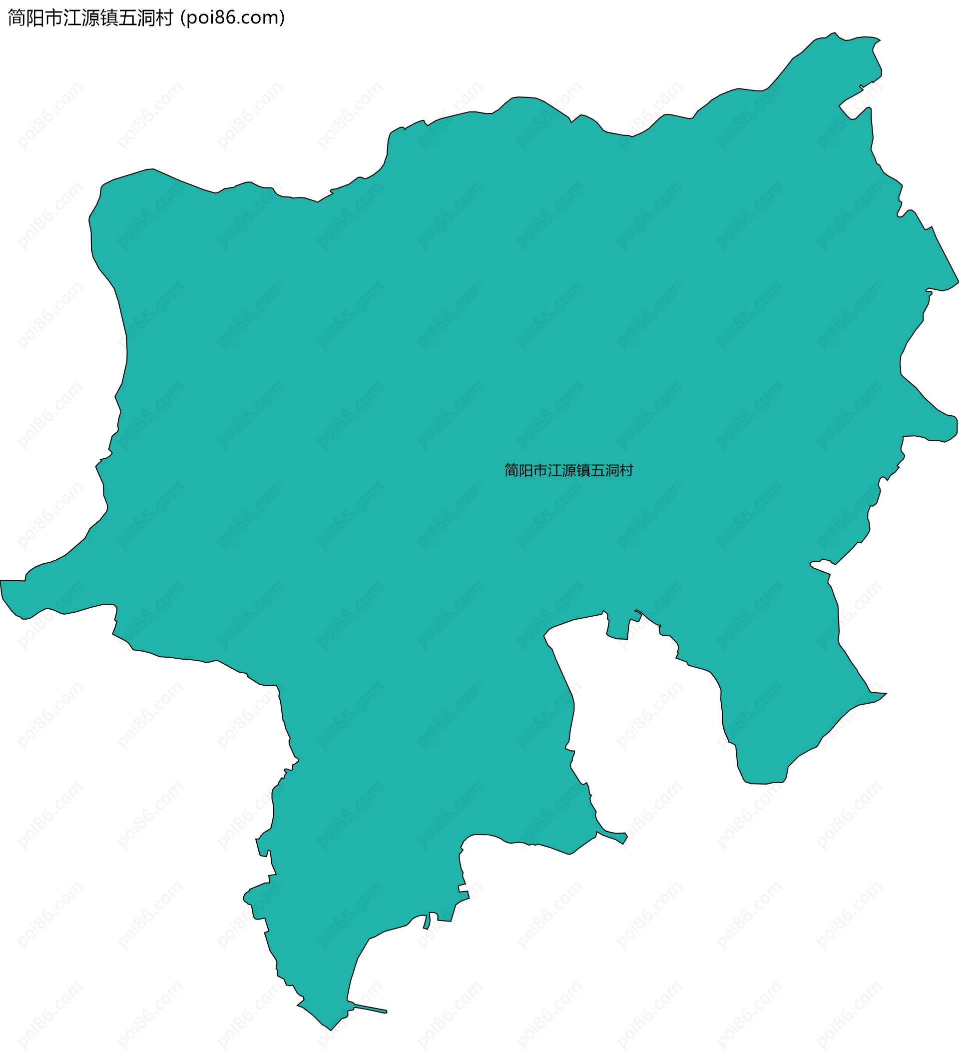 简阳市江源镇五洞村边界地图